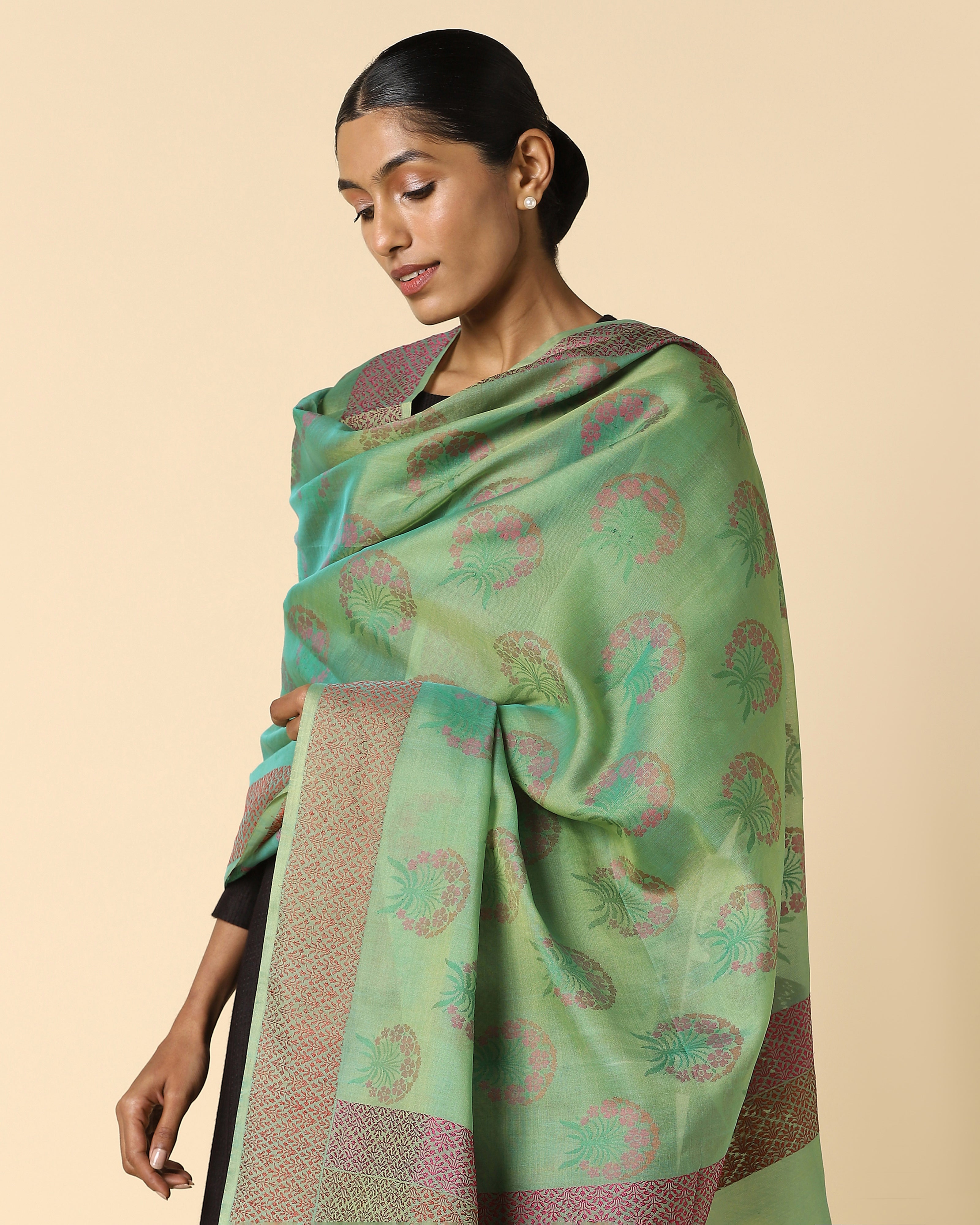 Anwitha Banarasi Jamdani Silk Cotton Dupatta