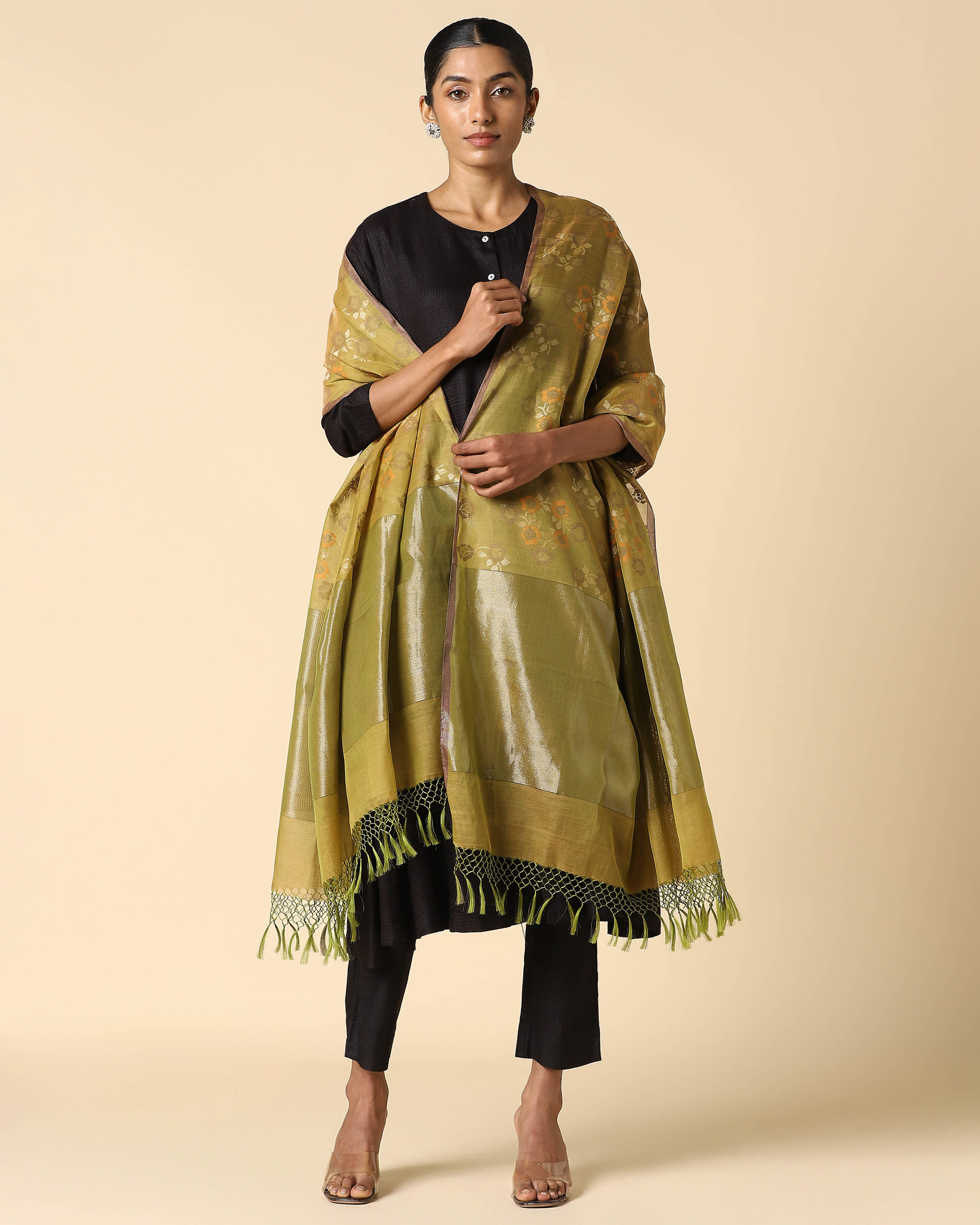 Aja Banarasi Jamdani Silk Cotton Dupatta