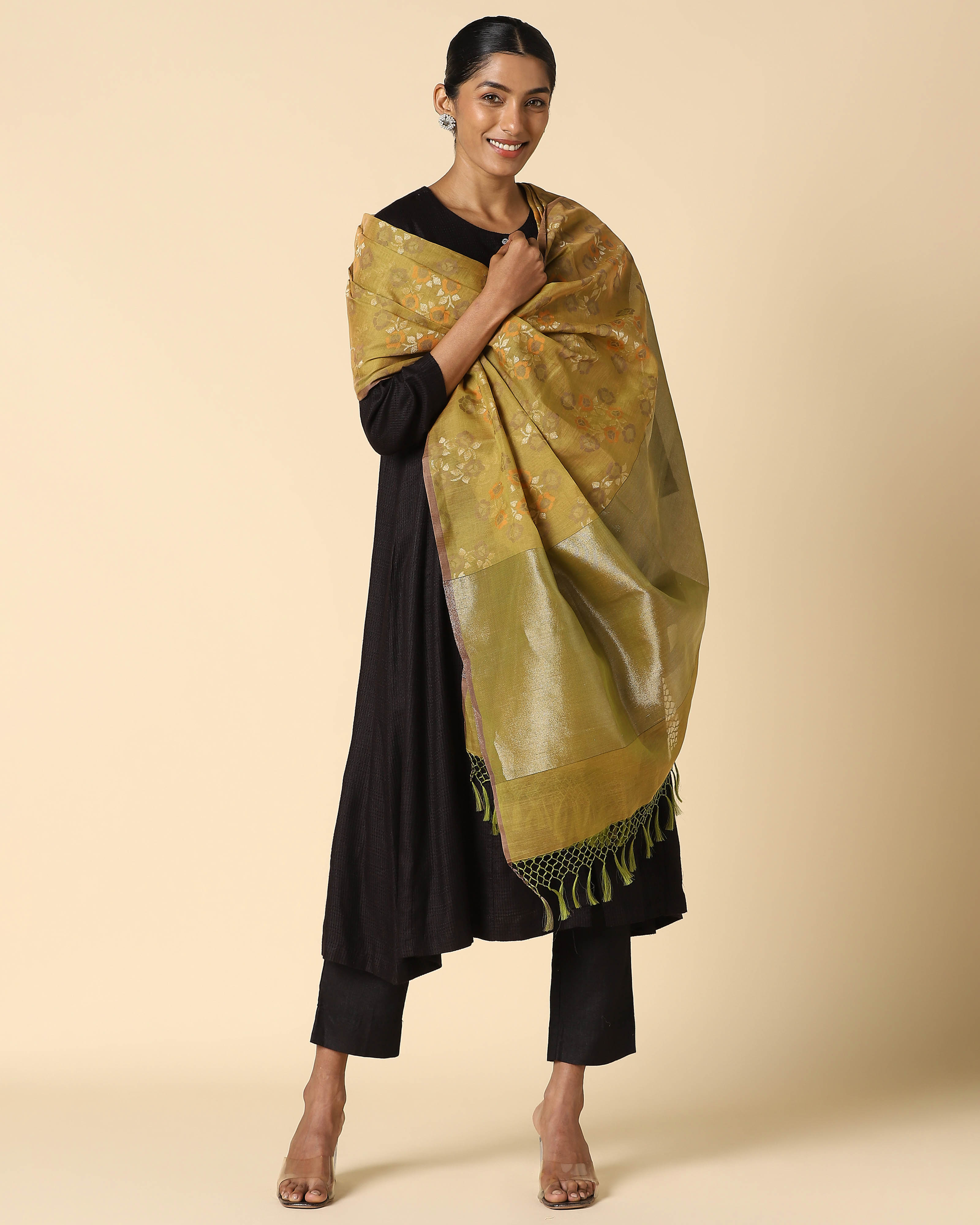 Aja Banarasi Jamdani Silk Cotton Dupatta