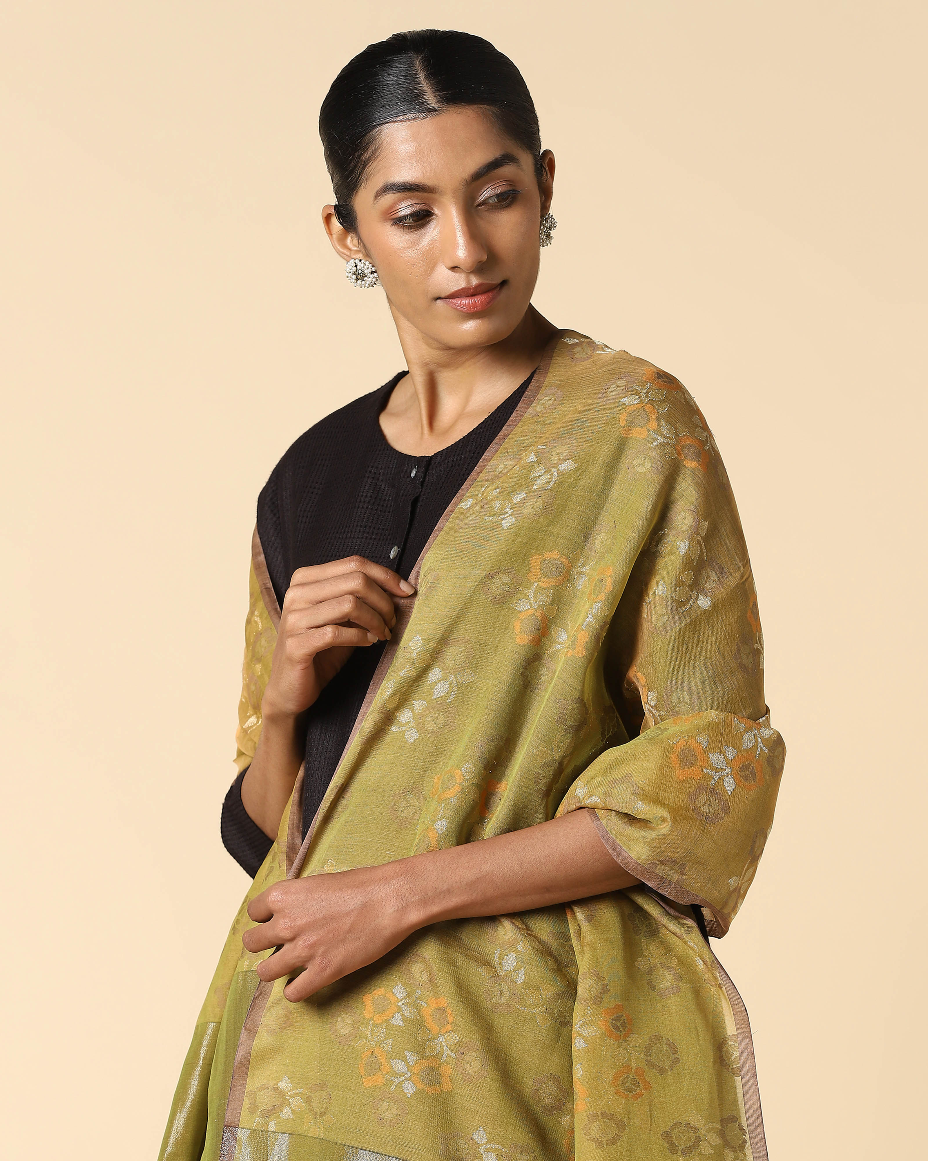 Aja Banarasi Jamdani Silk Cotton Dupatta
