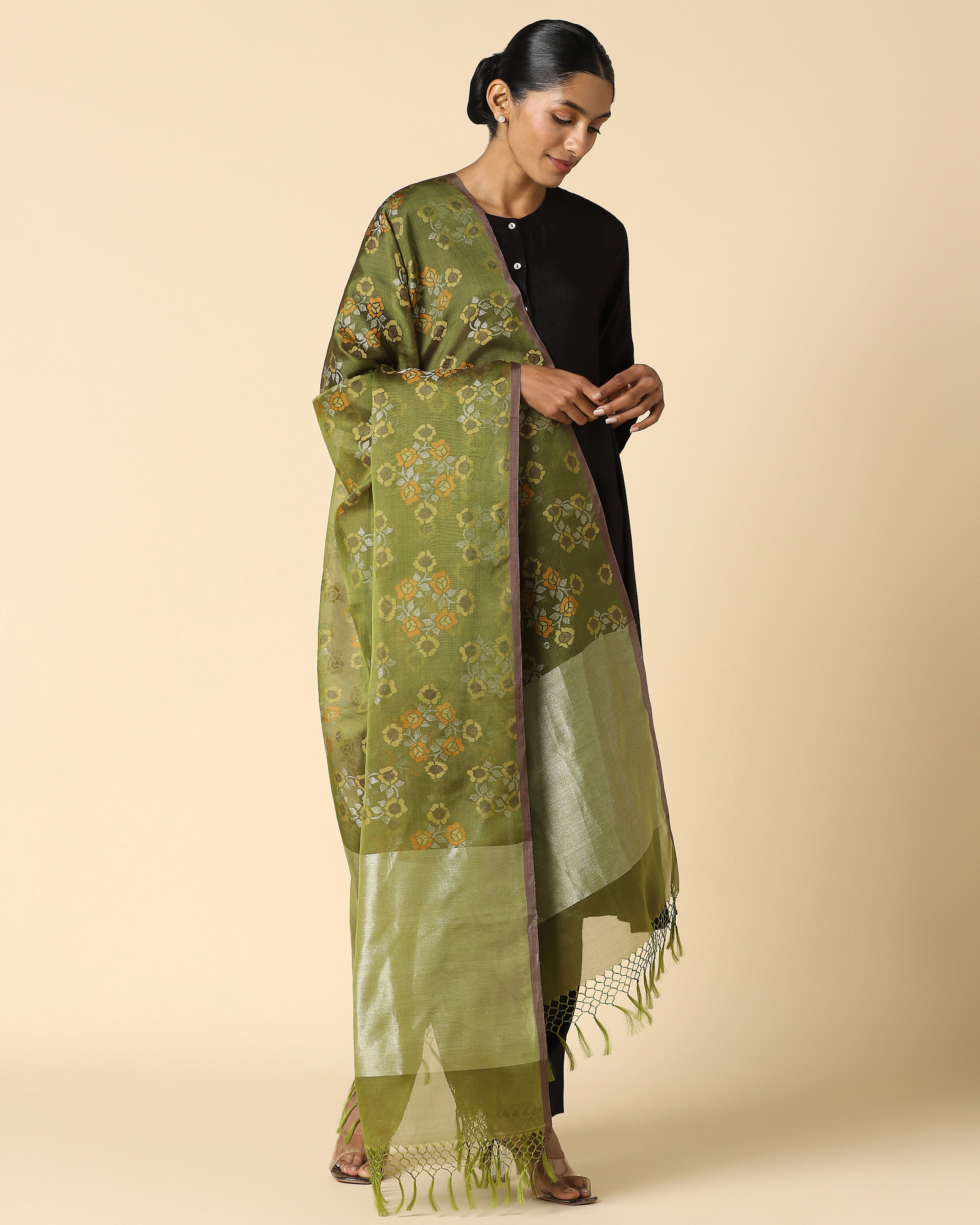 Aja Banarasi Jamdani Silk Cotton Dupatta
