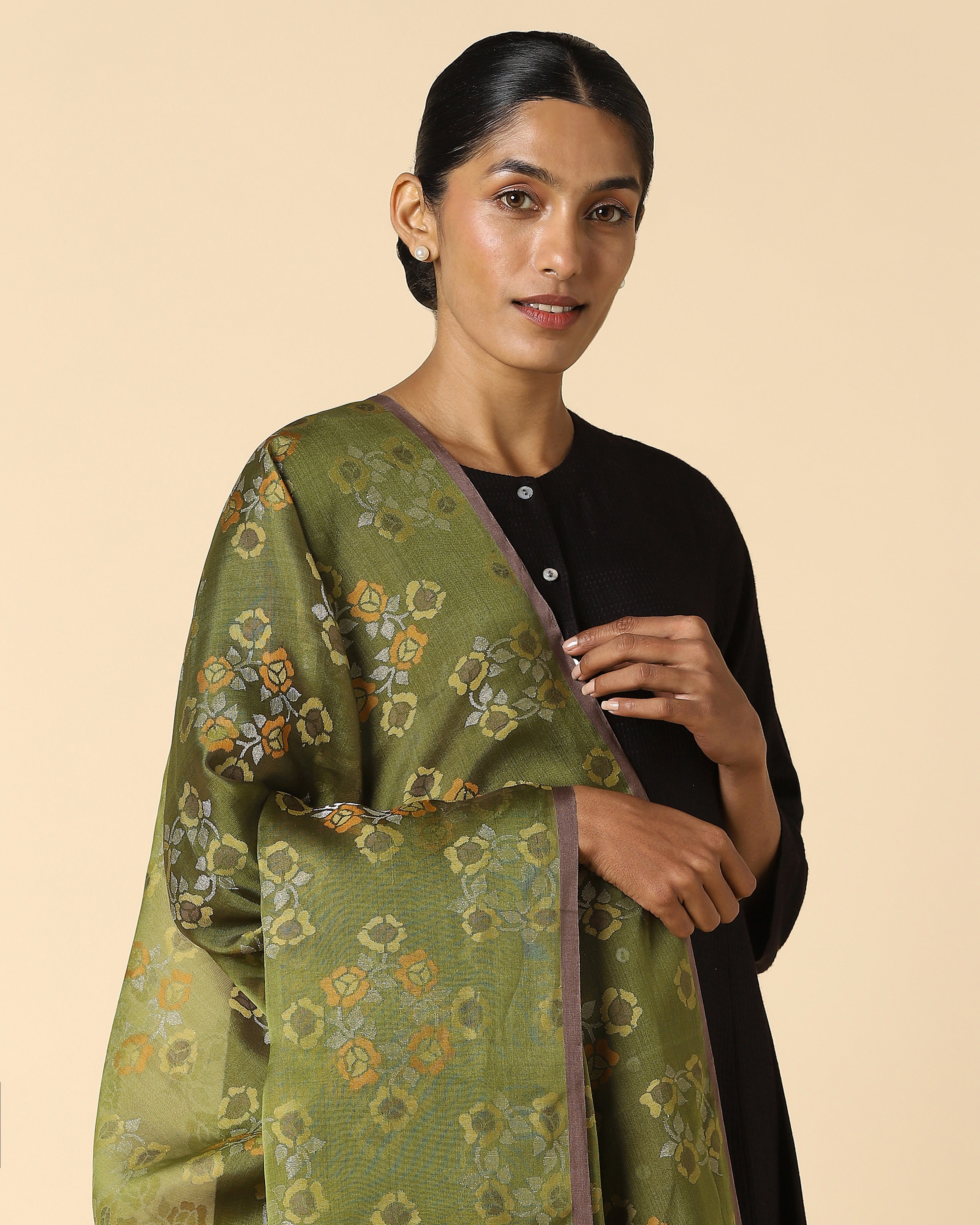 Aja Banarasi Jamdani Silk Cotton Dupatta