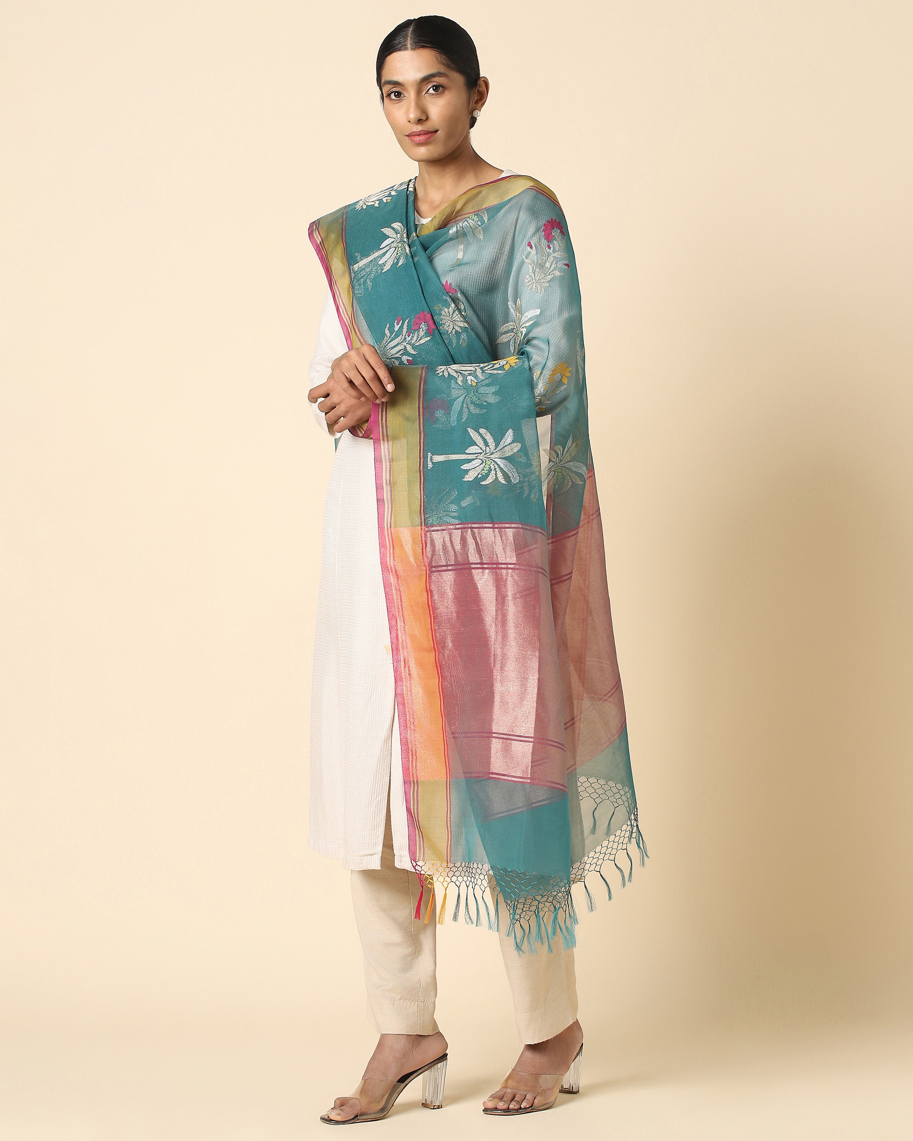 Reeha Banarasi Jamdani Silk Cotton Dupatta
