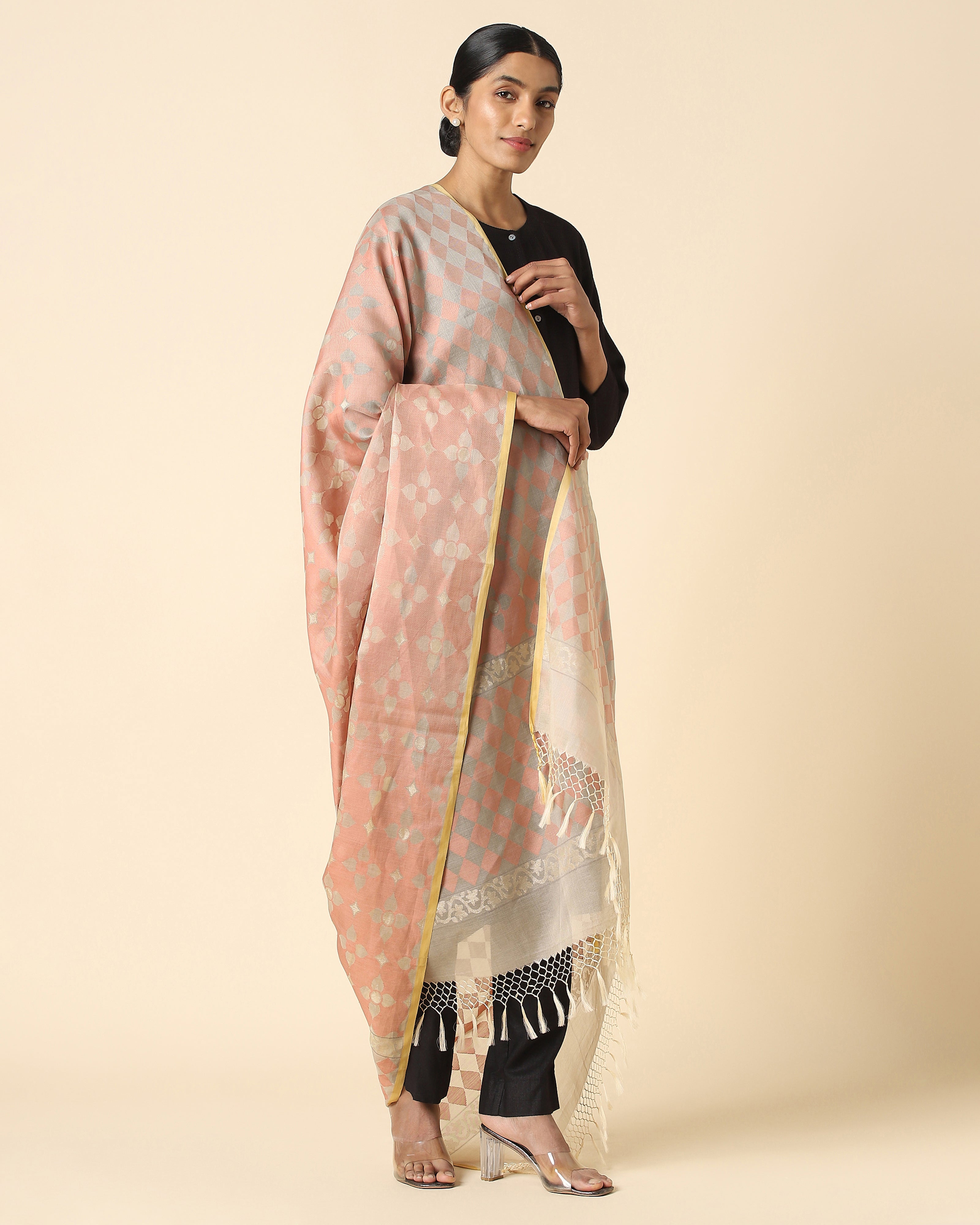 Virama Banarasi Jamdani Silk Cotton Dupatta