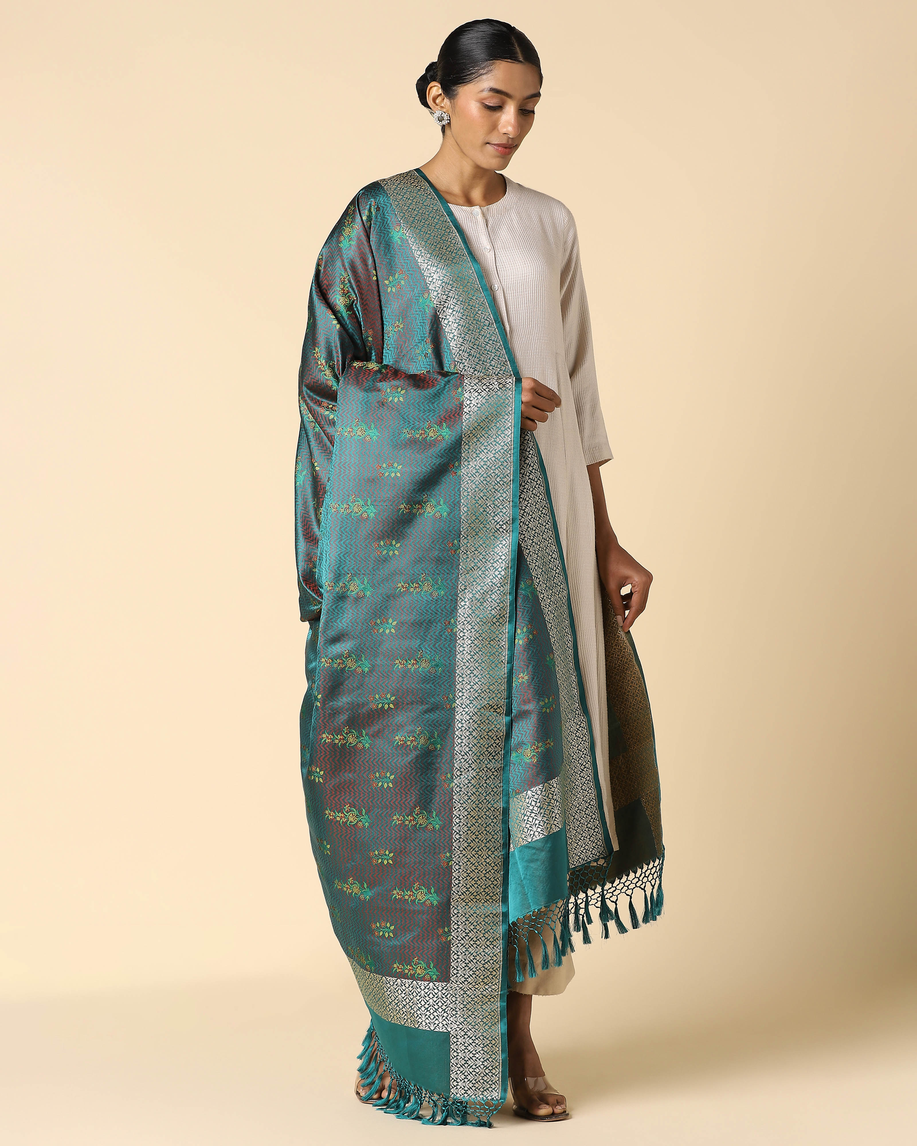 Santati Banarasi Tanchoi And Kadwa Silk Dupatta