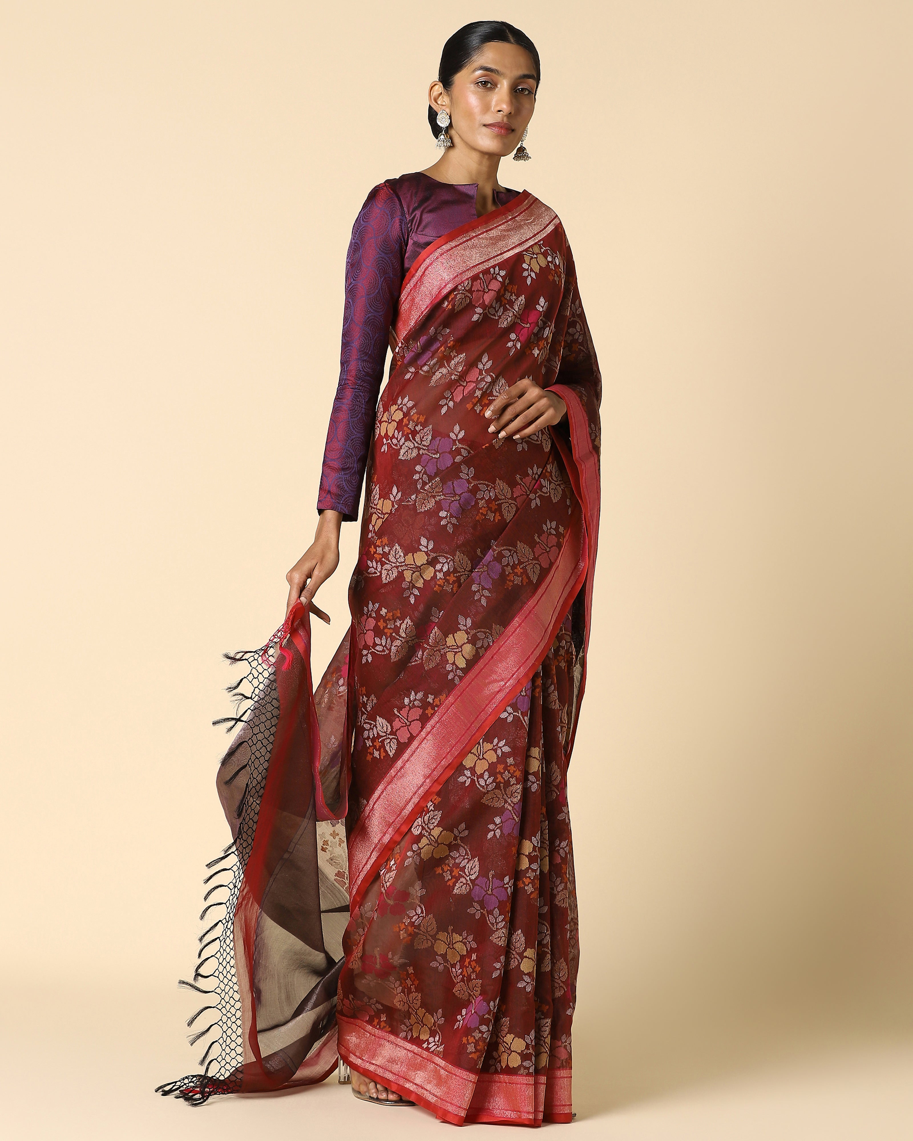 Sindhura Banarasi Jamdani Silk Cotton Saree