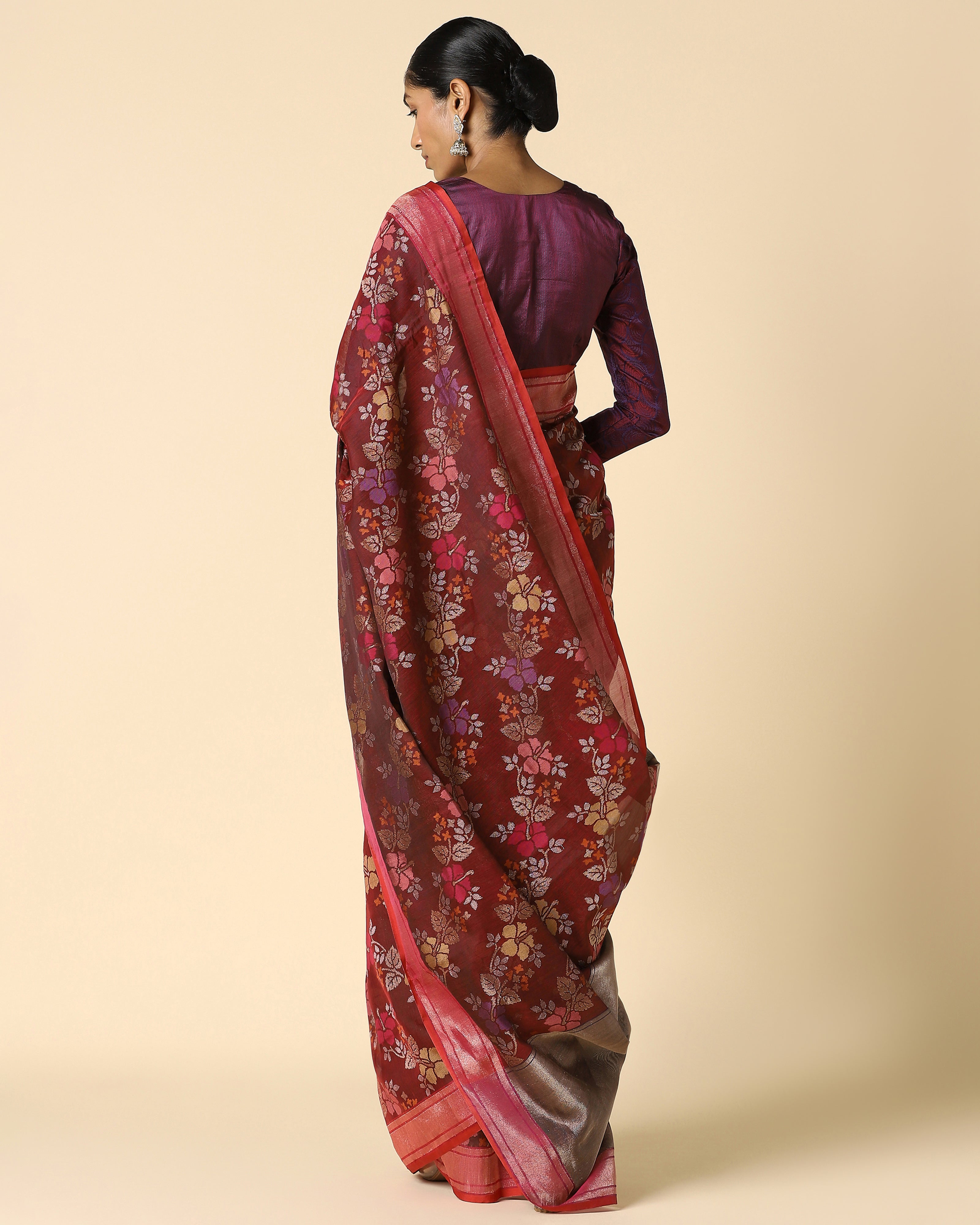 Sindhura Banarasi Jamdani Silk Cotton Saree