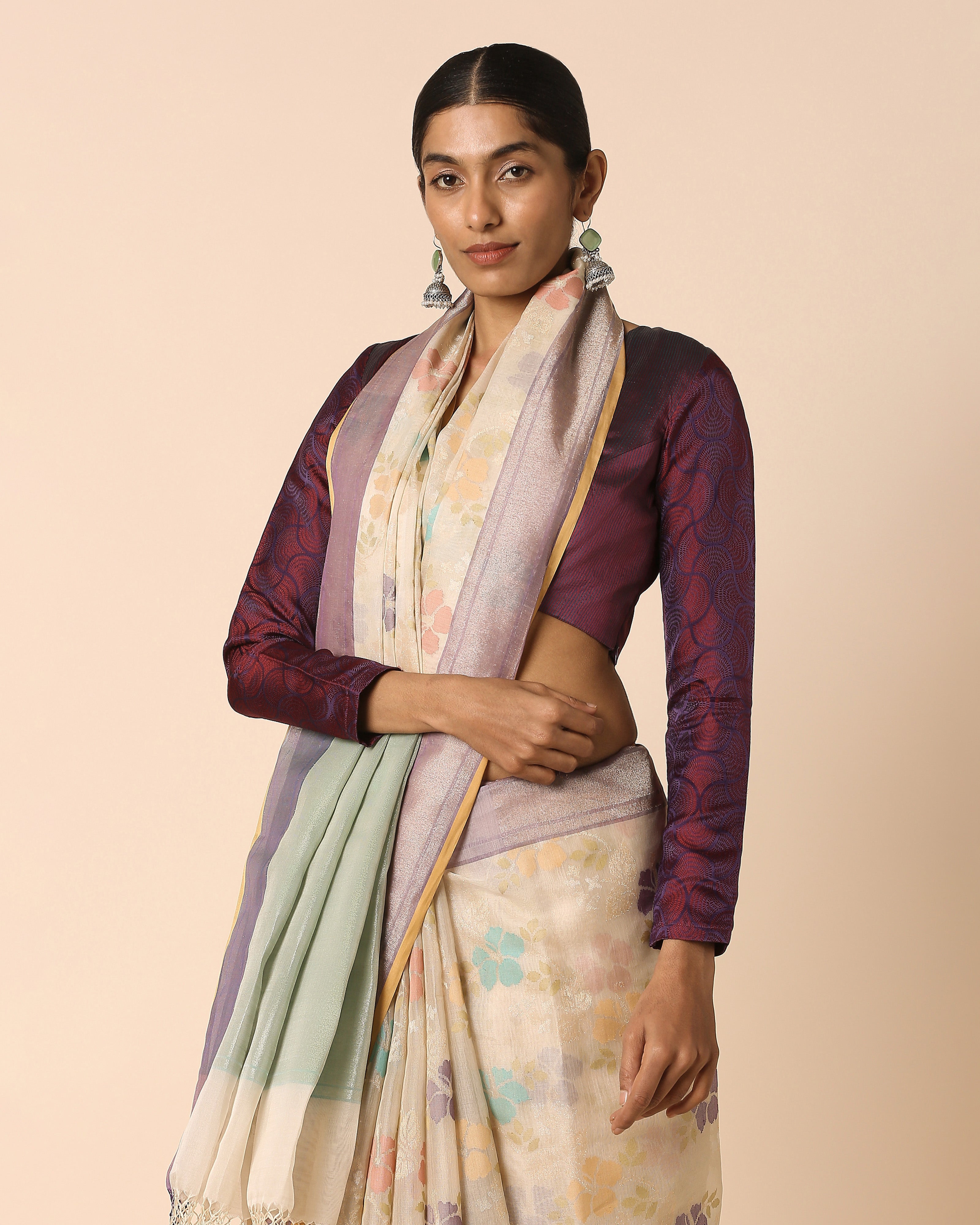 Sindhura Banarasi Jamdani Silk Cotton Saree