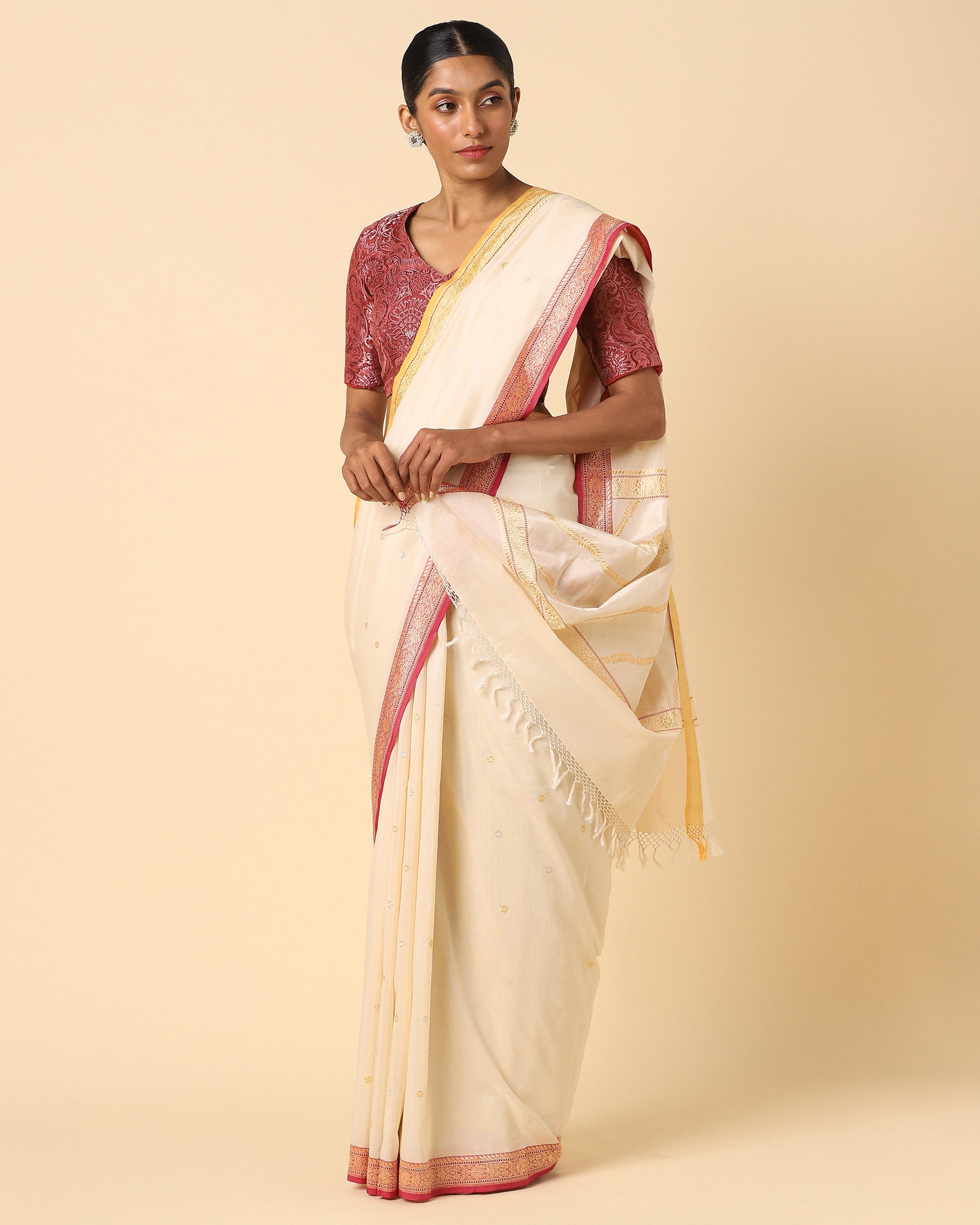 Acala Banarasi Kadwa Cotton Saree