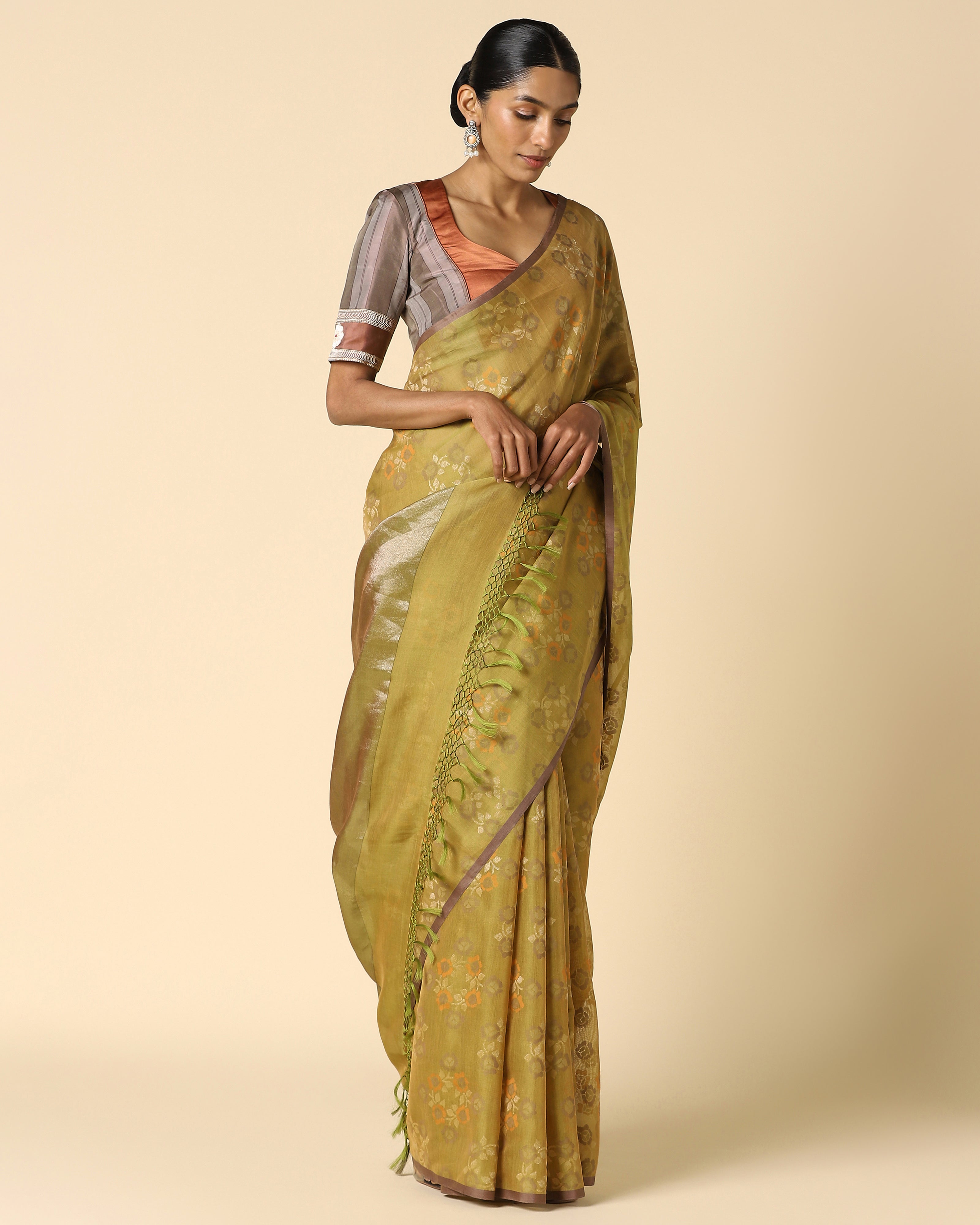 Aja Banarasi Jamdani Silk Cotton Saree