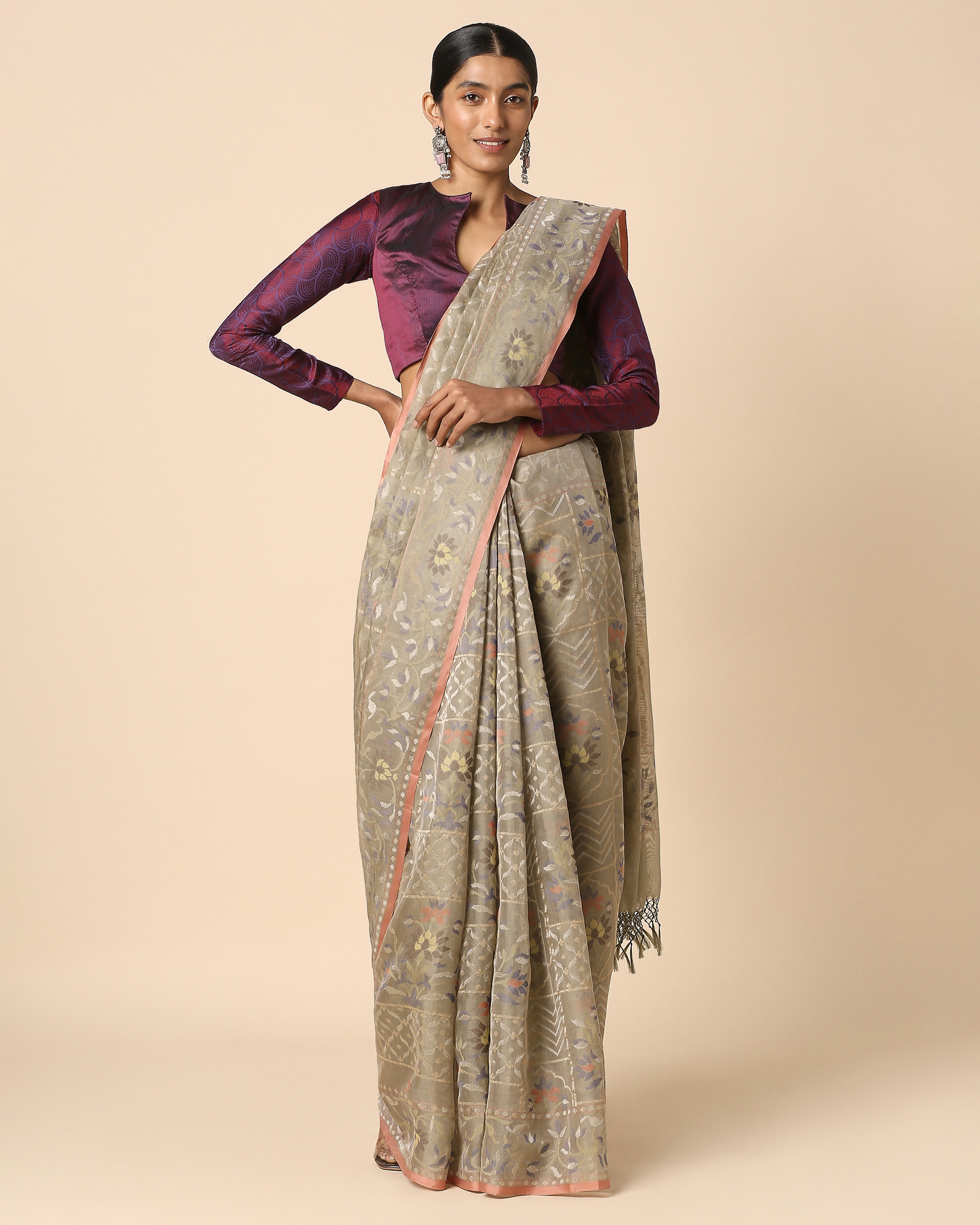 Yanu Banarasi Jamdani Silk Cotton Saree