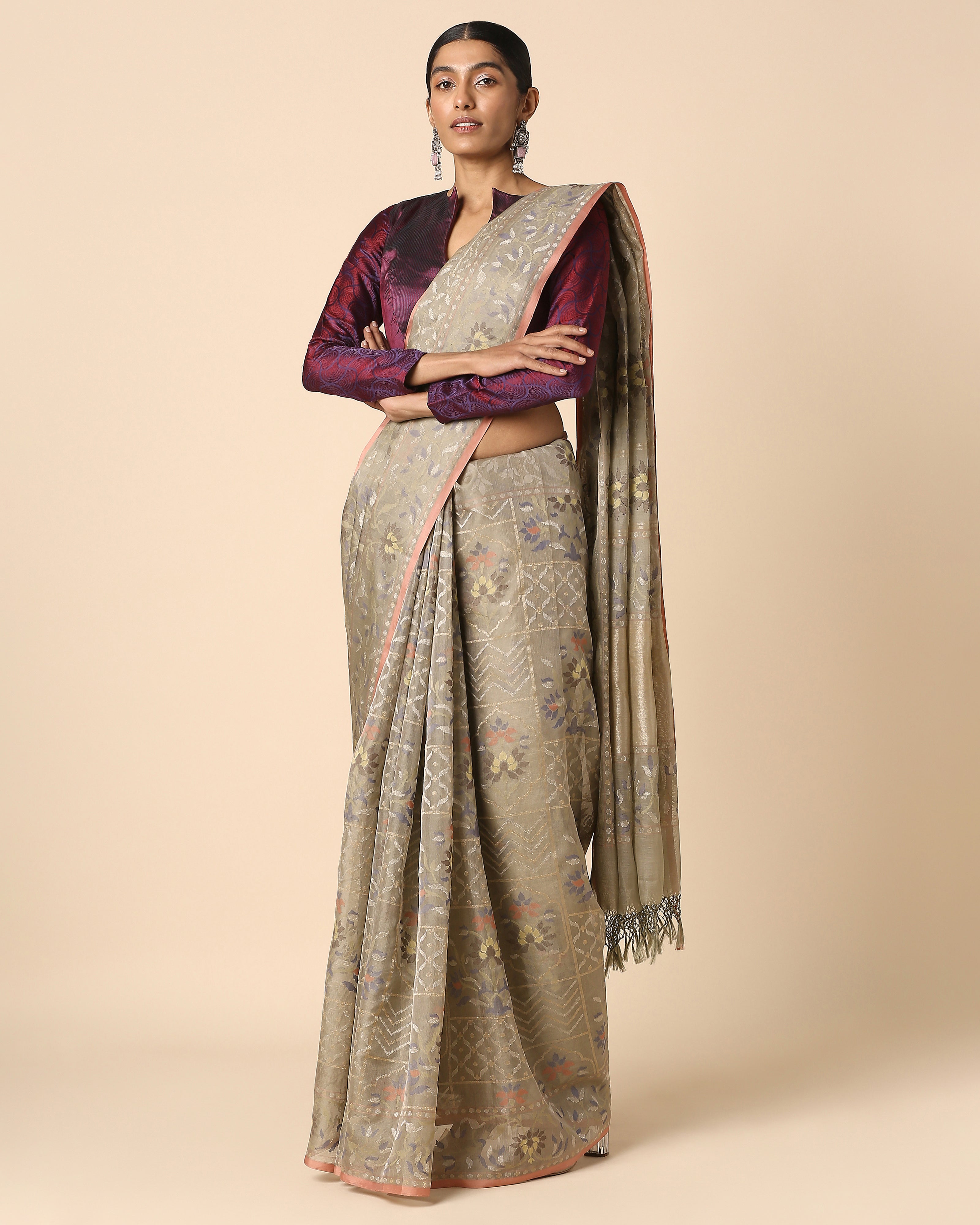 Yanu Banarasi Jamdani Silk Cotton Saree