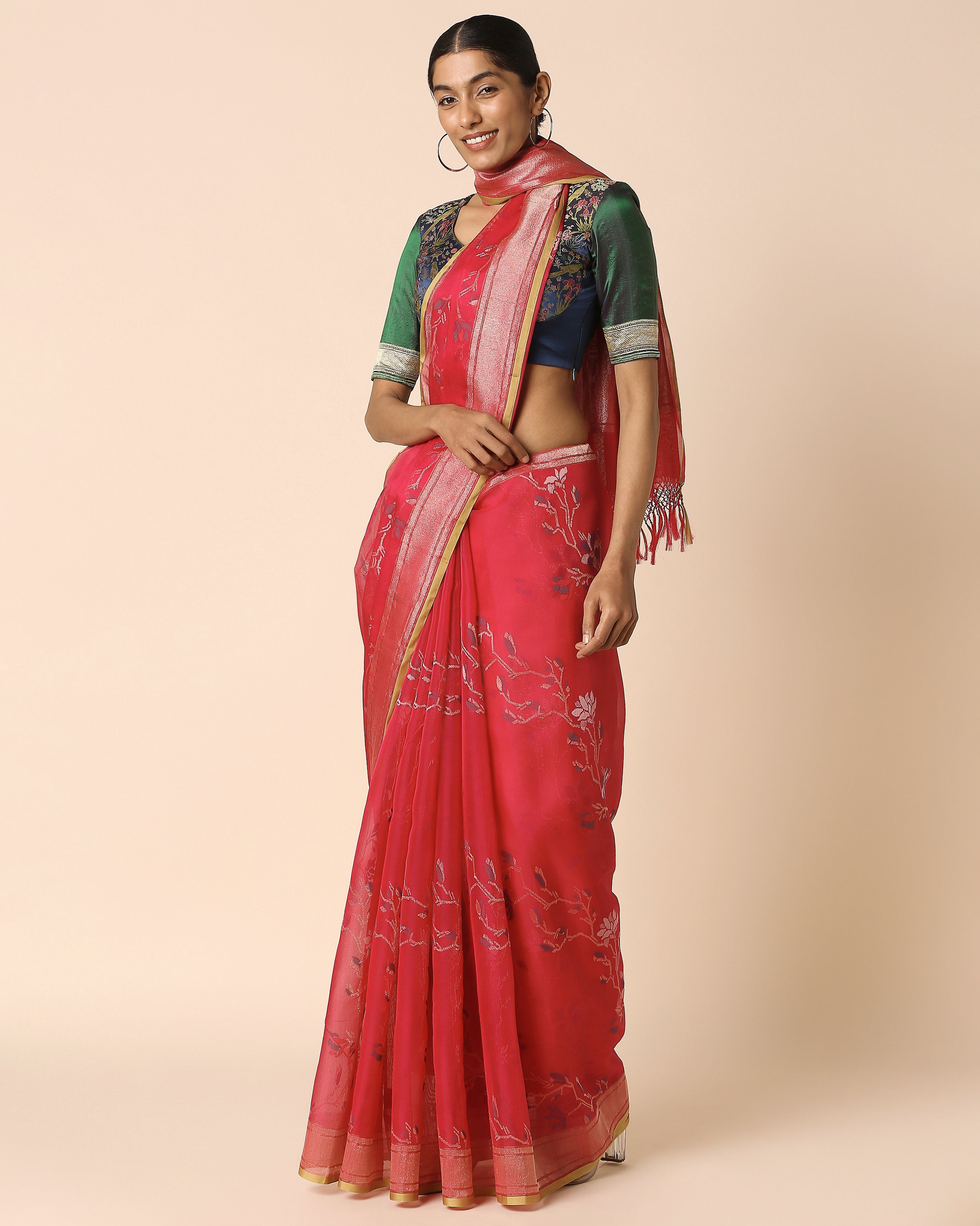 Yali Banarasi Jamdani Silk Cotton Saree