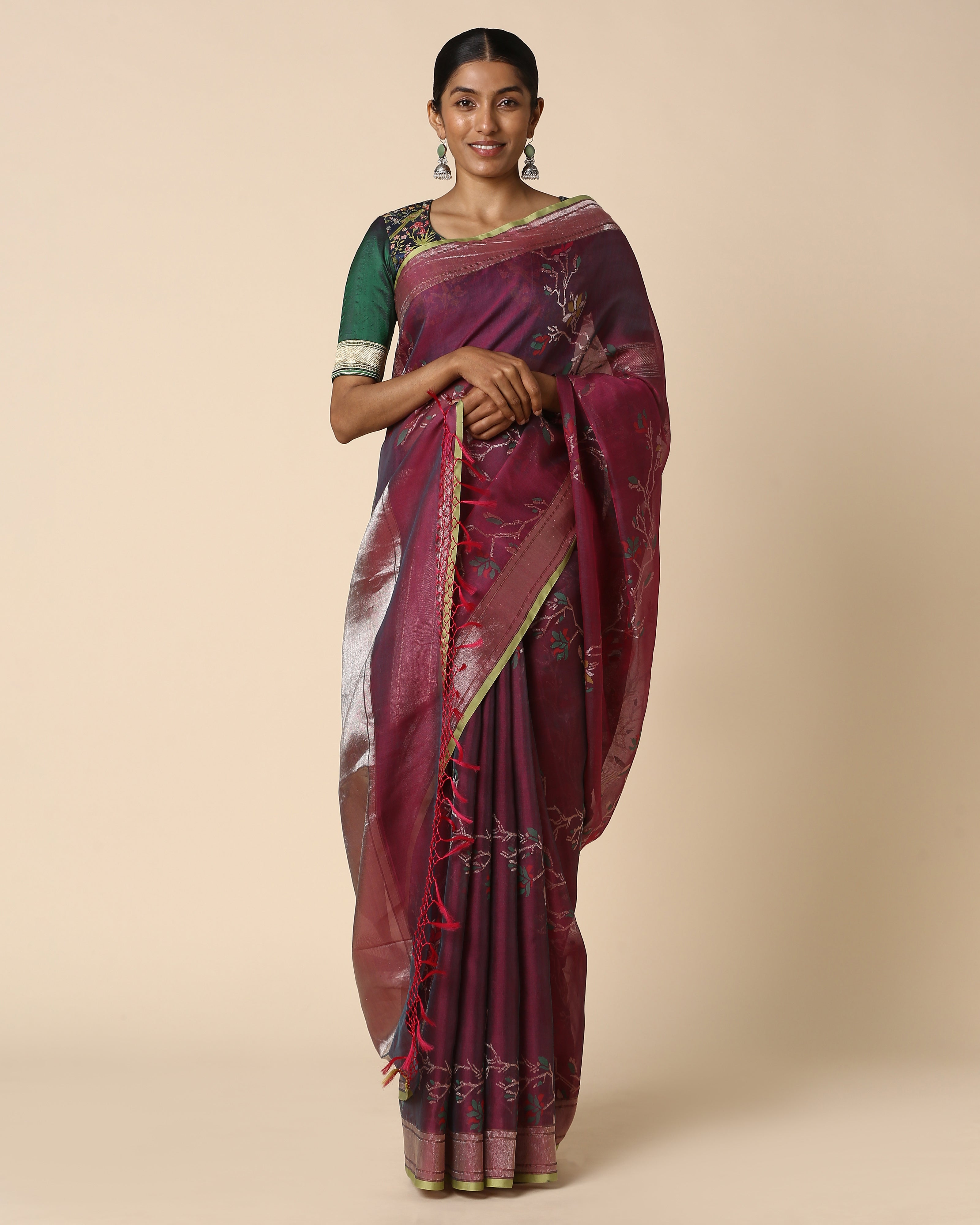Yali Banarasi Jamdani Silk Cotton Saree