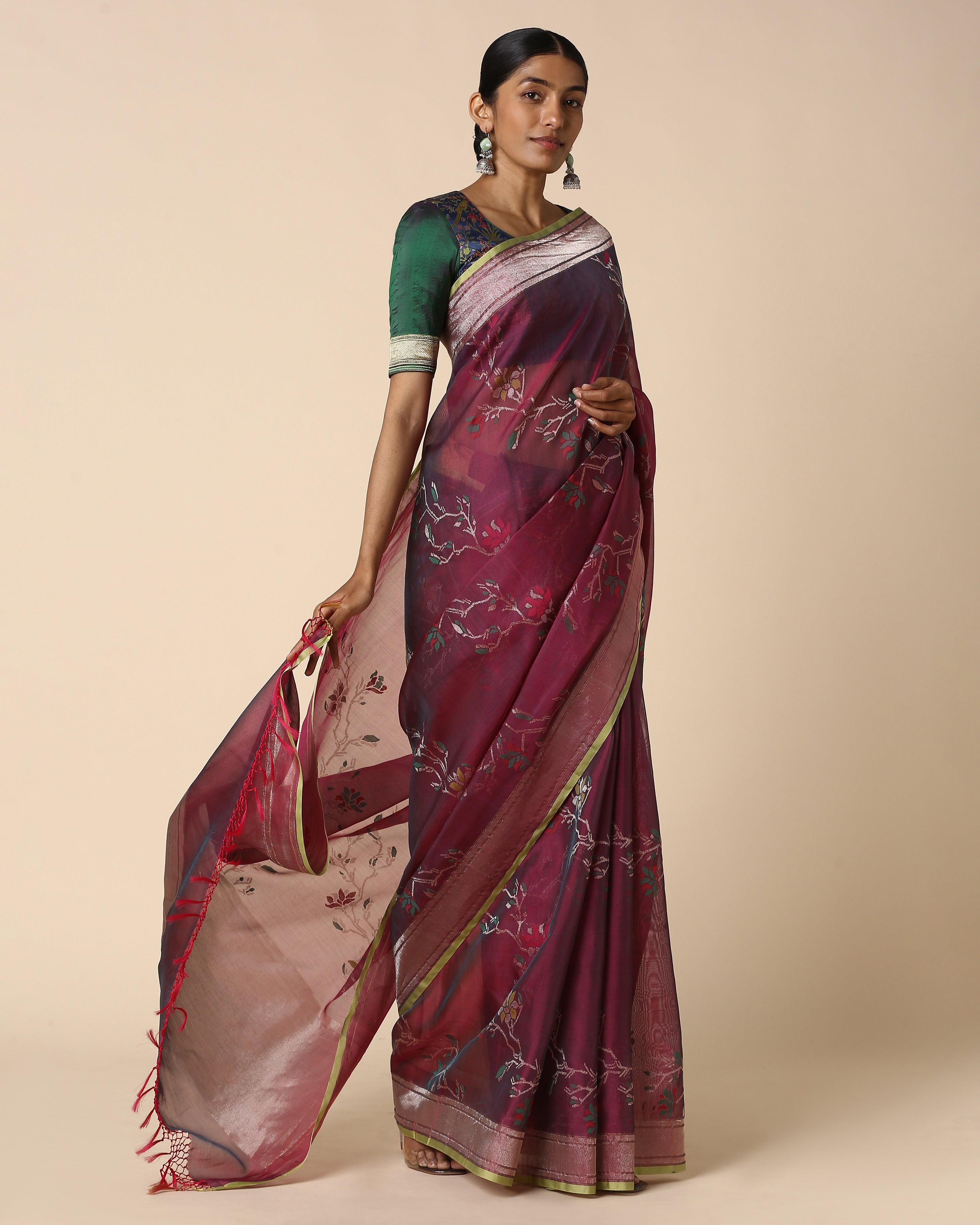 Yali Banarasi Jamdani Silk Cotton Saree