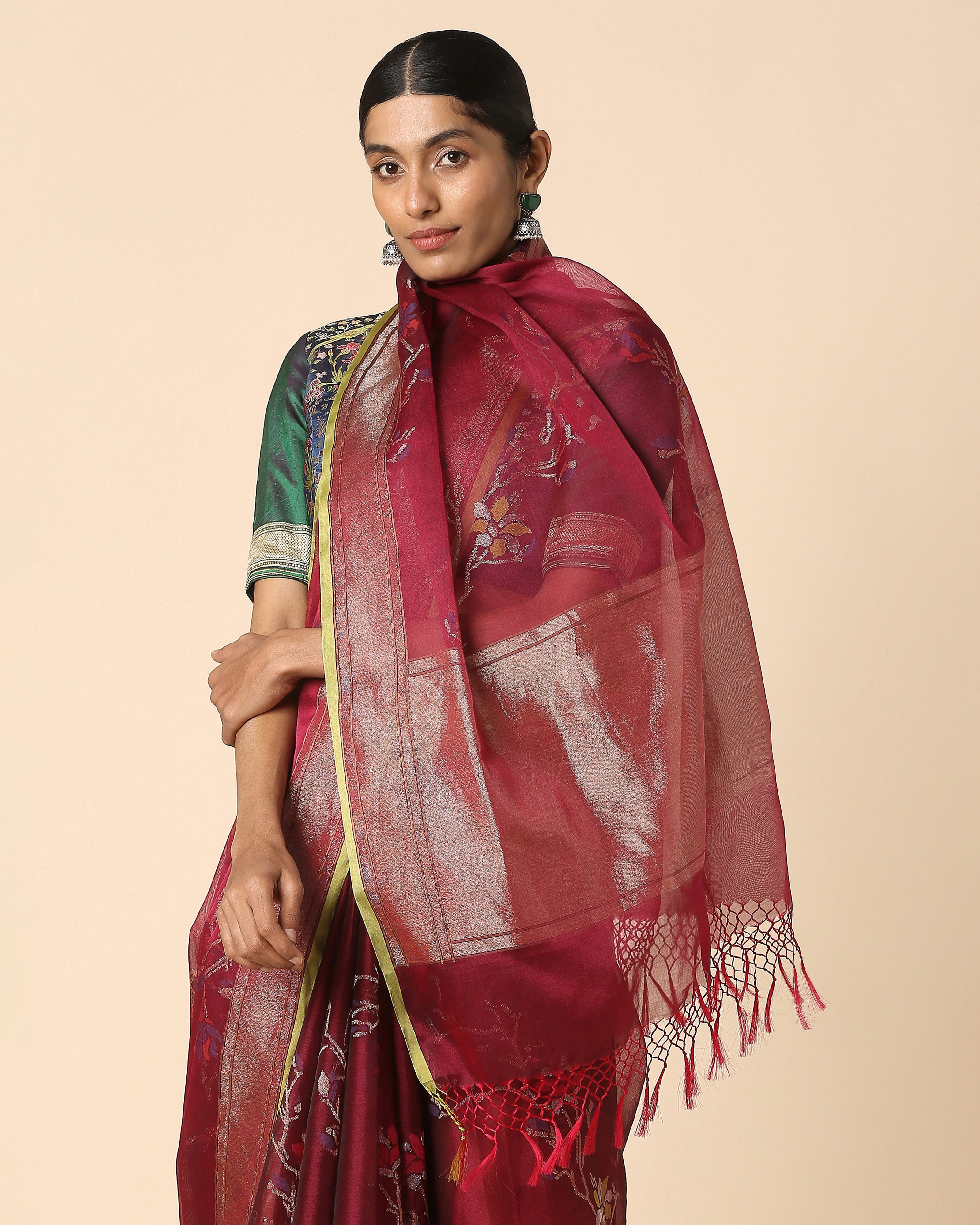 Yali Banarasi Jamdani Silk Cotton Saree