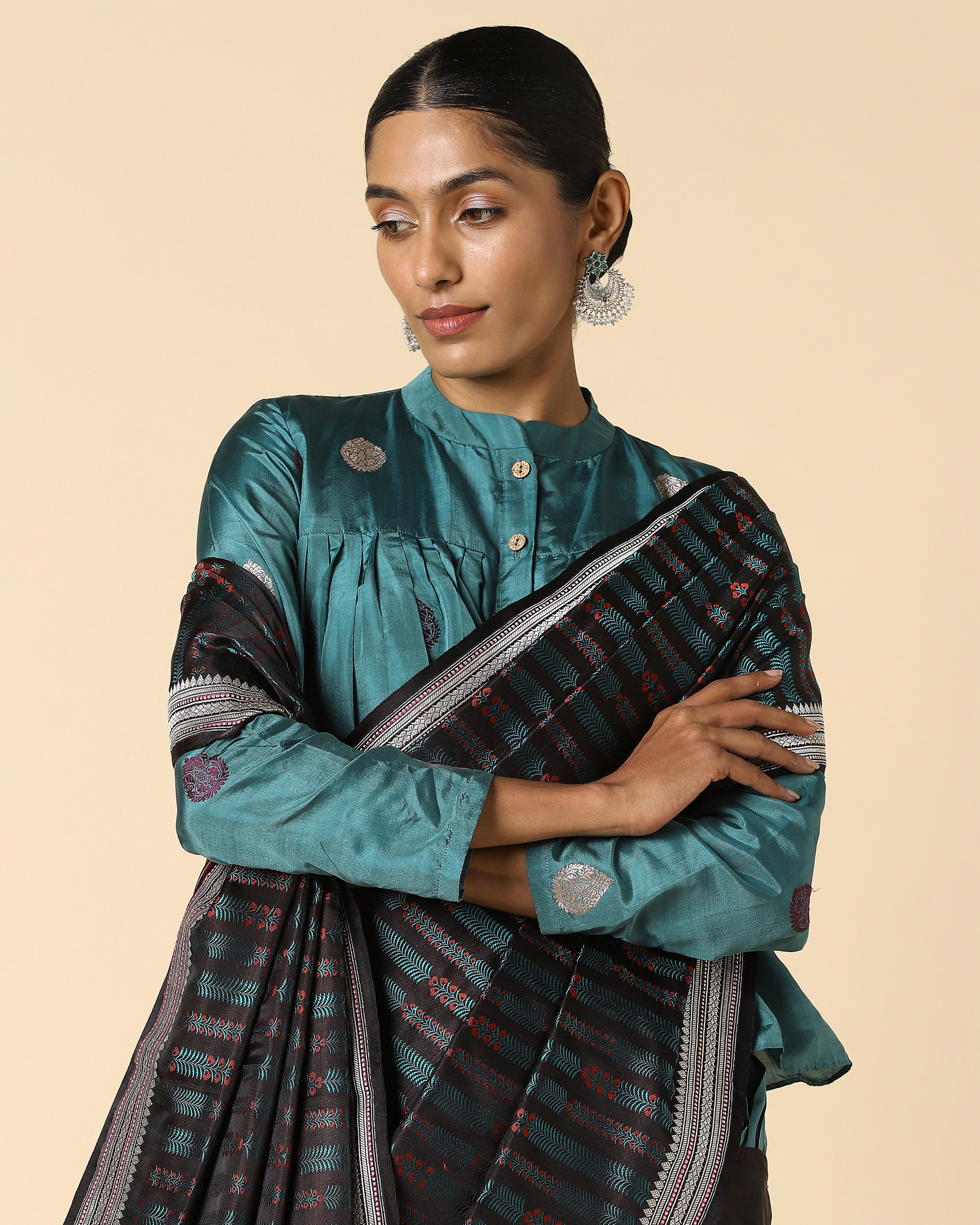 Consola Banarasi Tanchoi And Kadwa Silk Saree