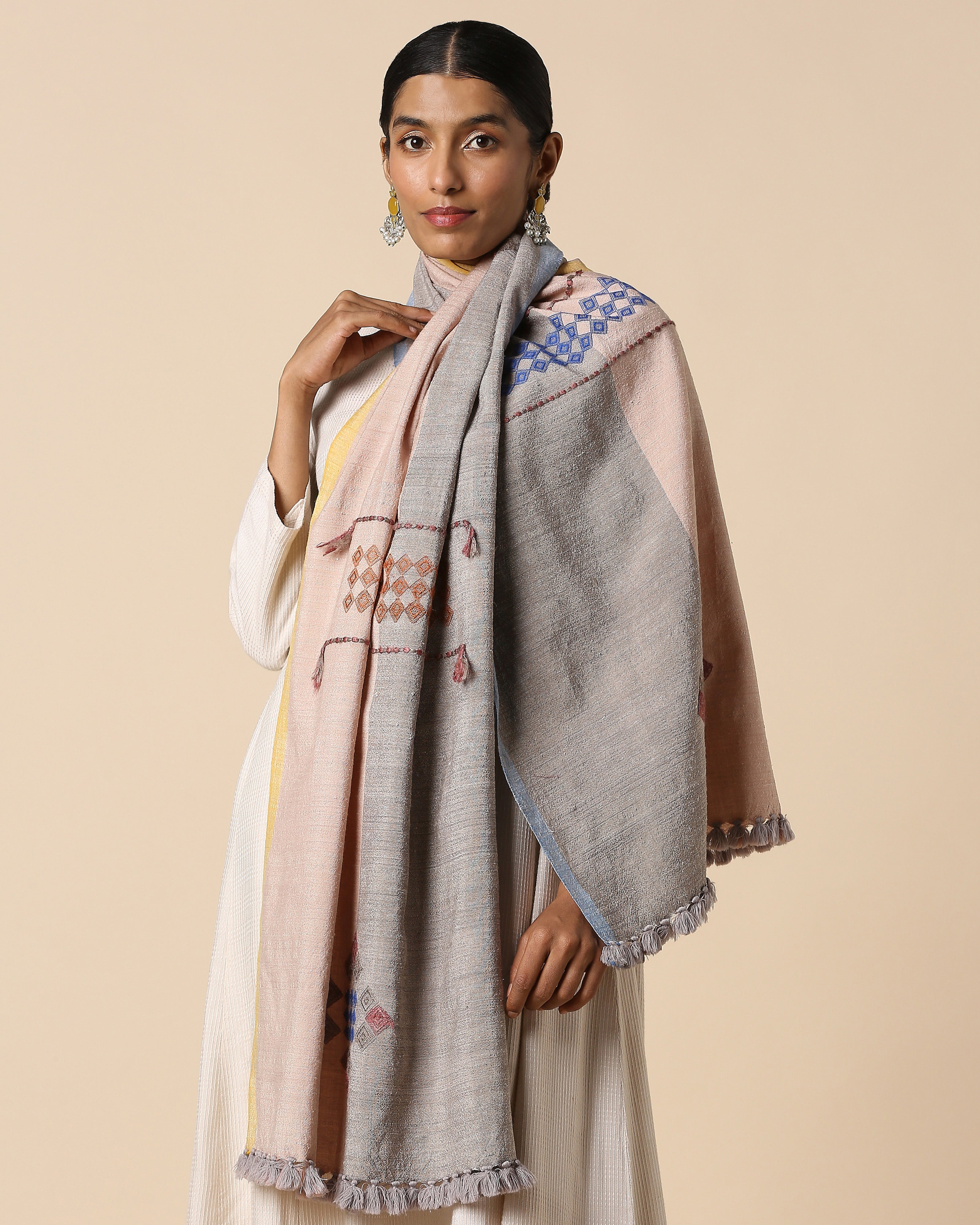 Roma Bhujodi Extra Weft Wool Silk Stole
