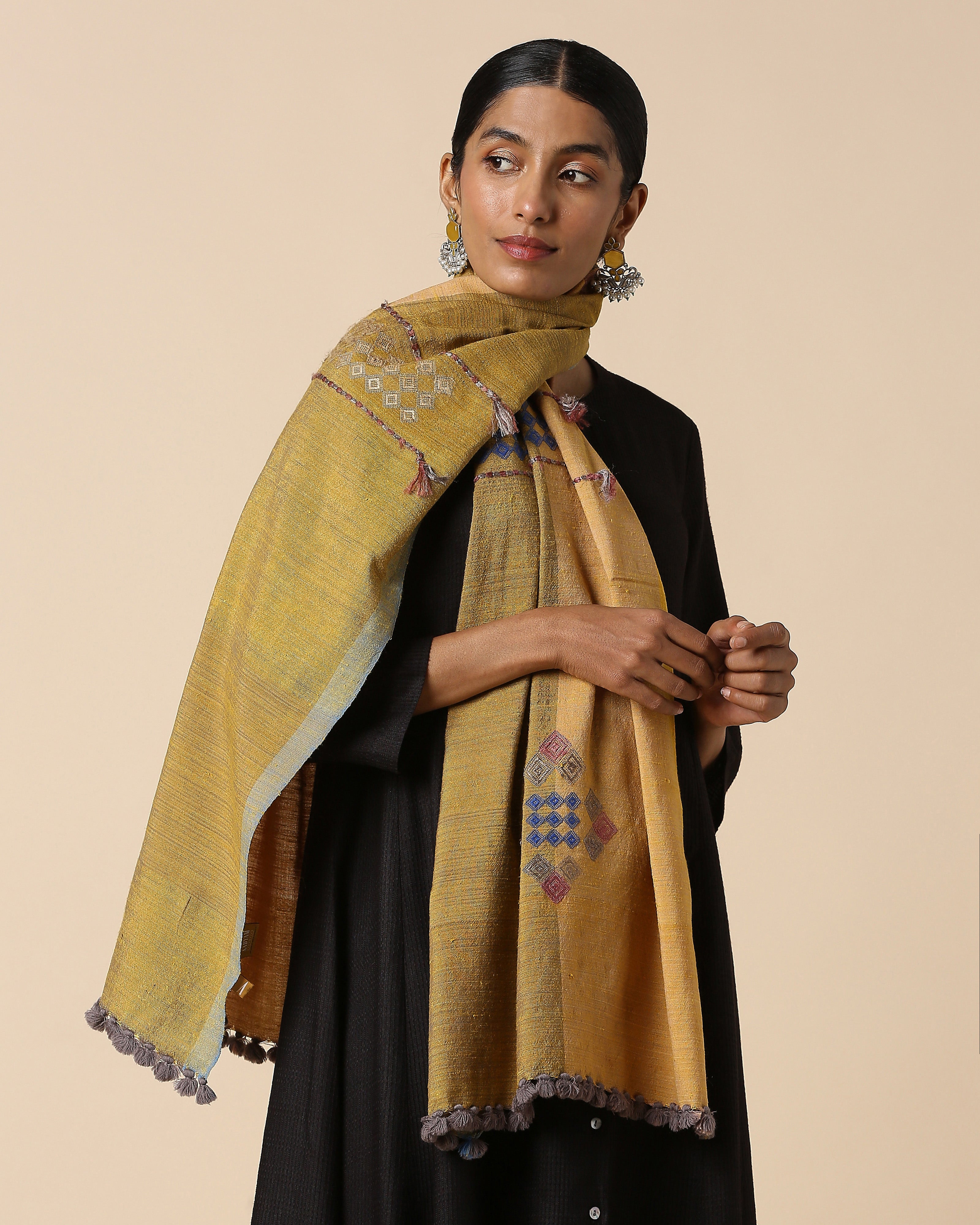 Roma Bhujodi Extra Weft Wool Silk Stole