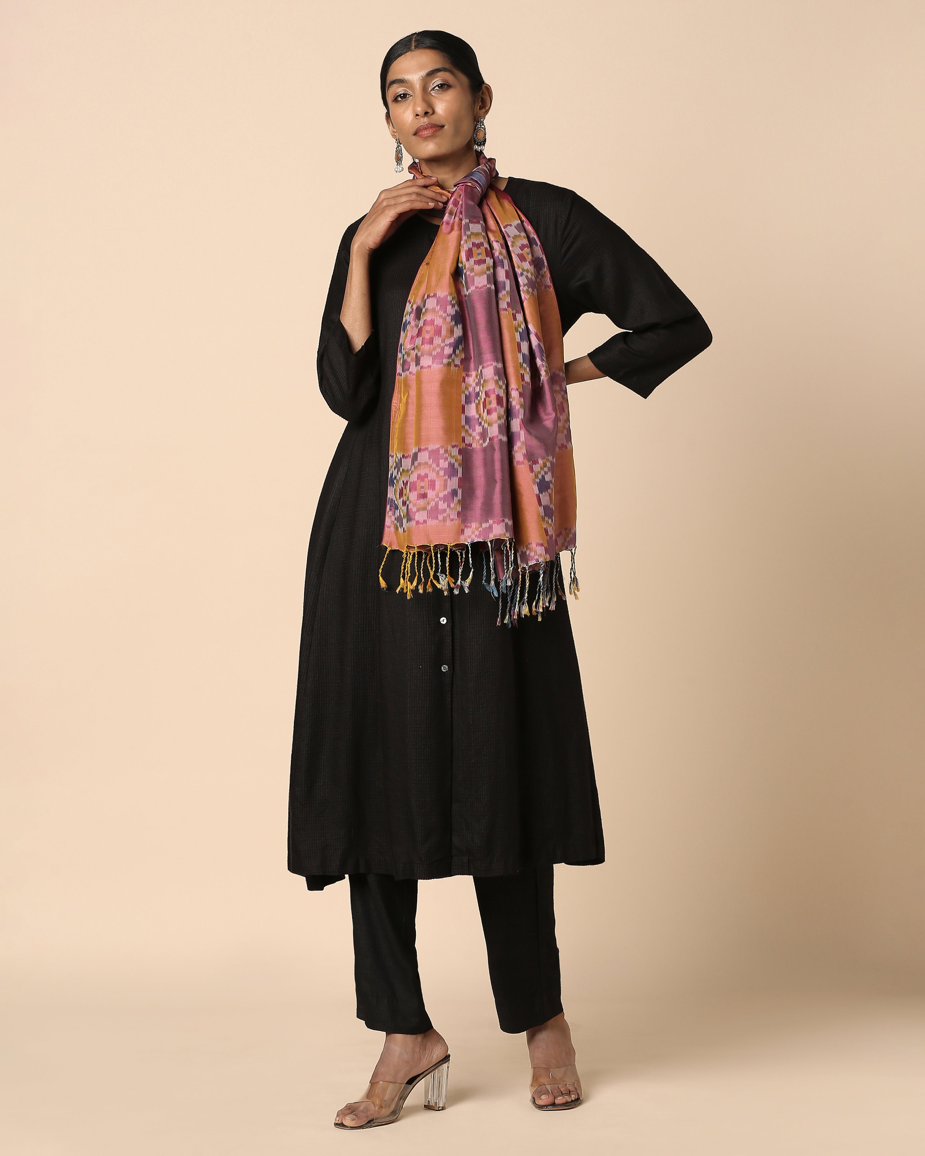 Azia Pochampally Warp Ikat Silk Stole