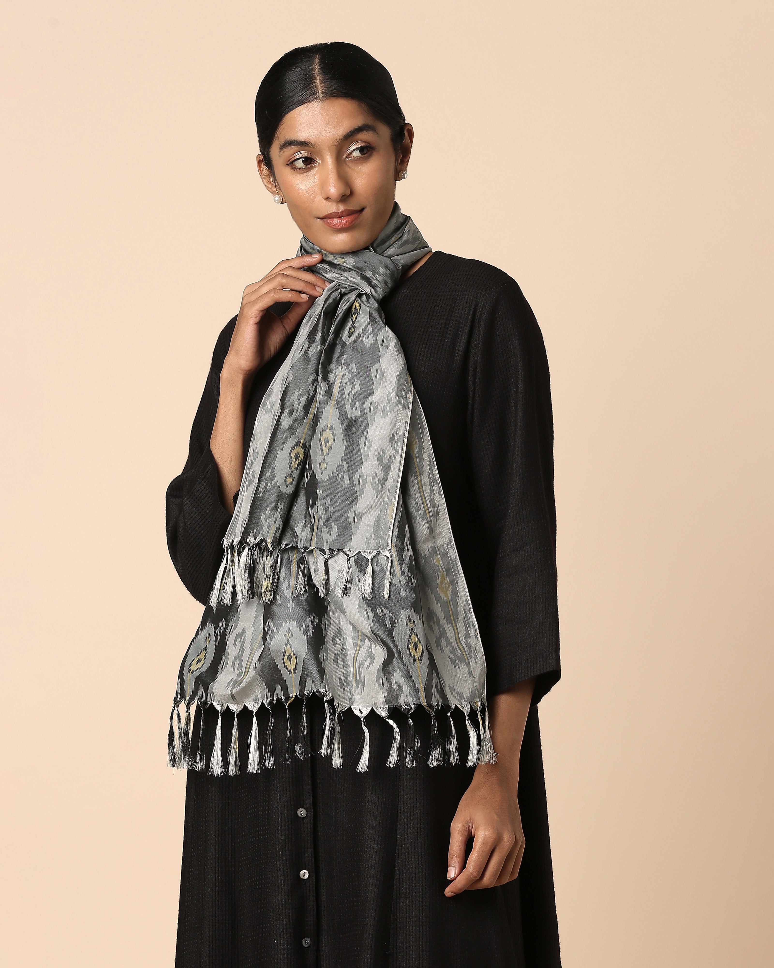 Afzal Pochampally Warp Ikat Silk Stole