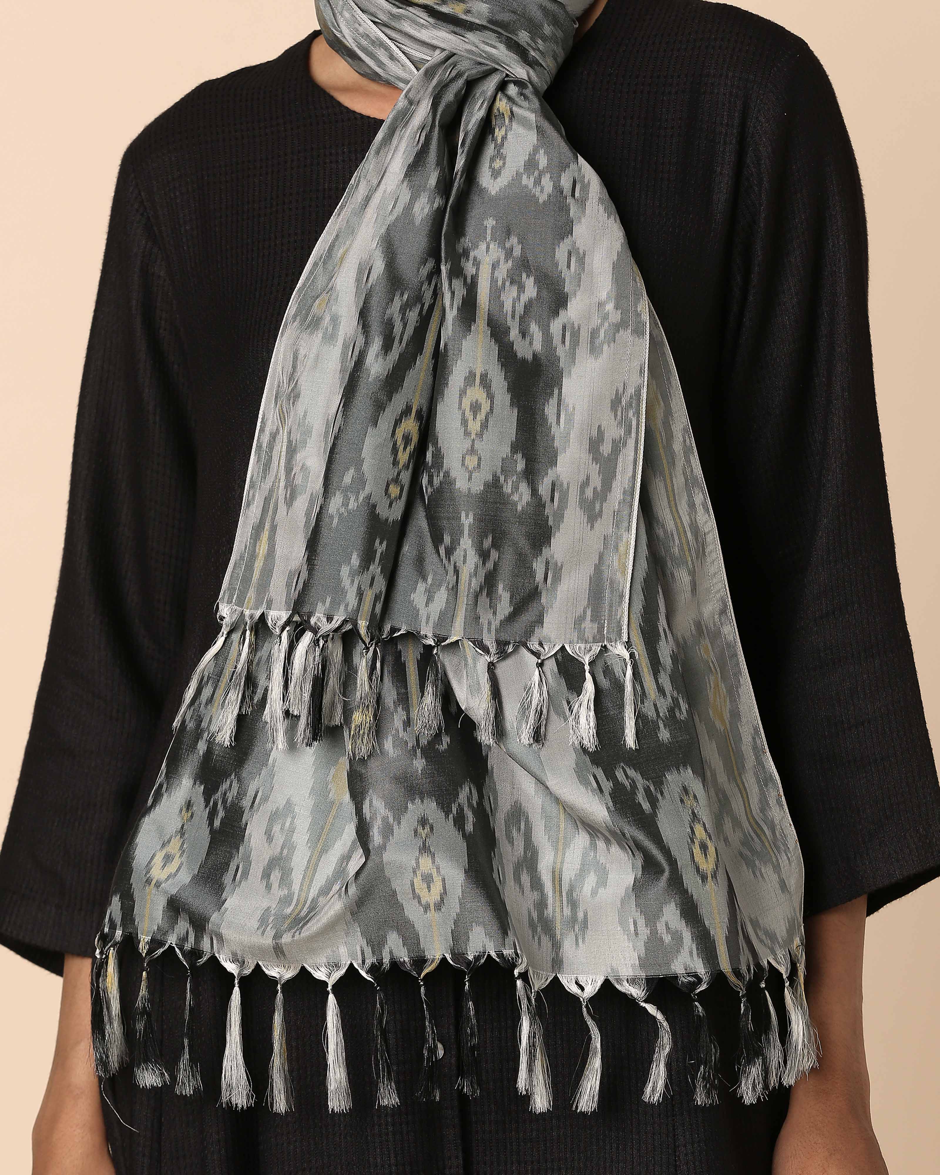 Afzal Pochampally Warp Ikat Silk Stole
