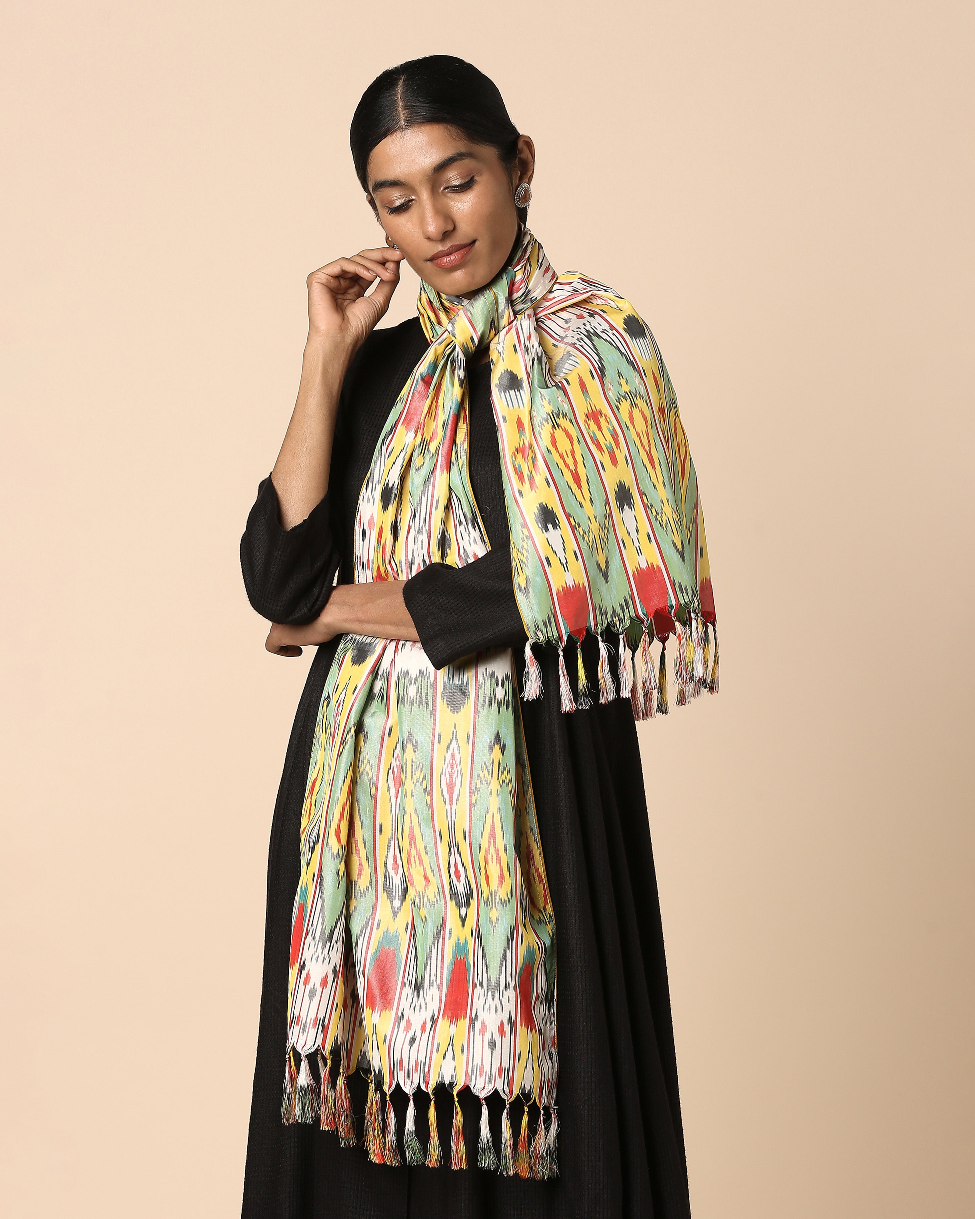 Afgan Pochampally Warp Ikat Silk Stole