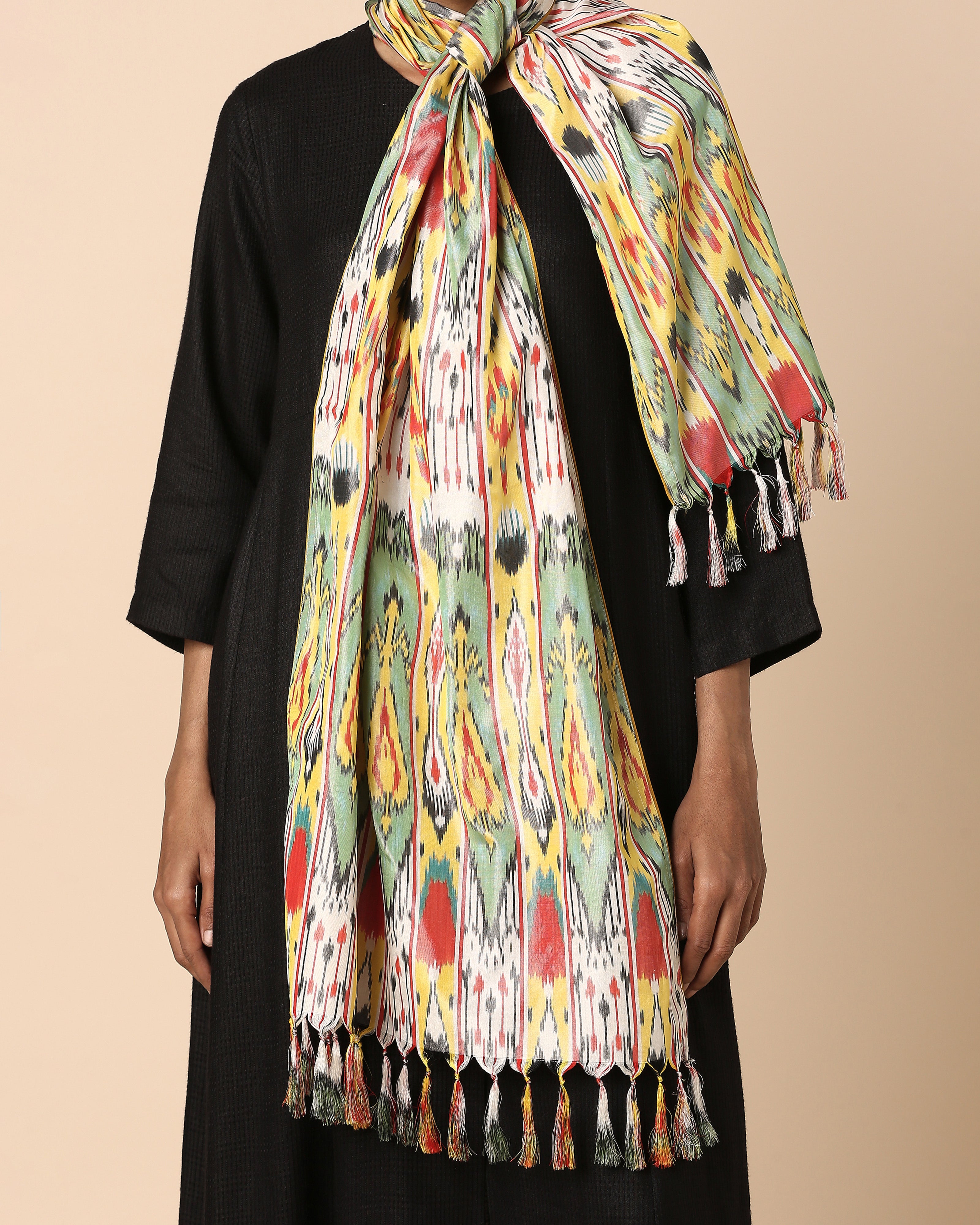 Afgan Pochampally Warp Ikat Silk Stole