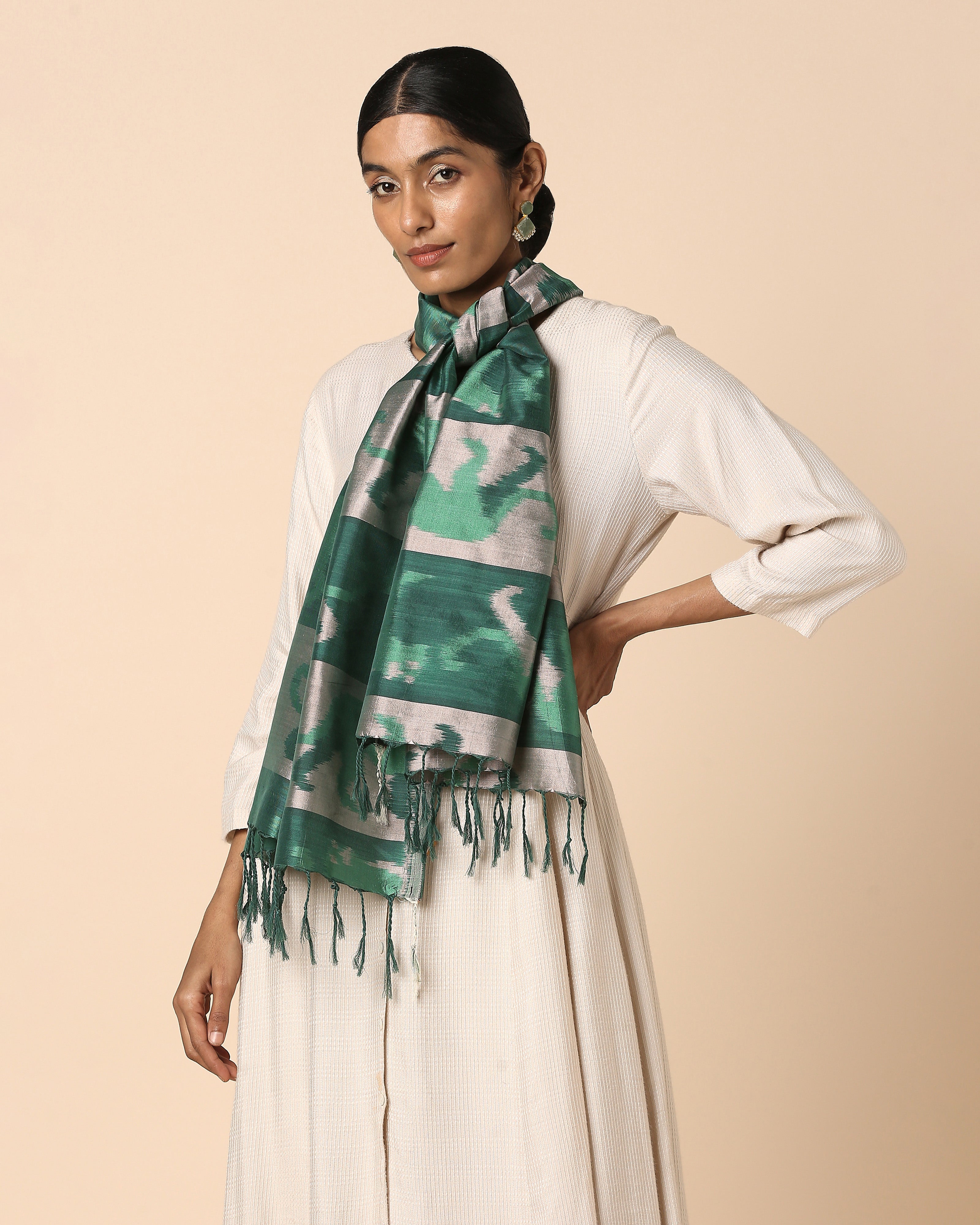 Raunya Pochampally Weft Ikat Cotton Silk Stole