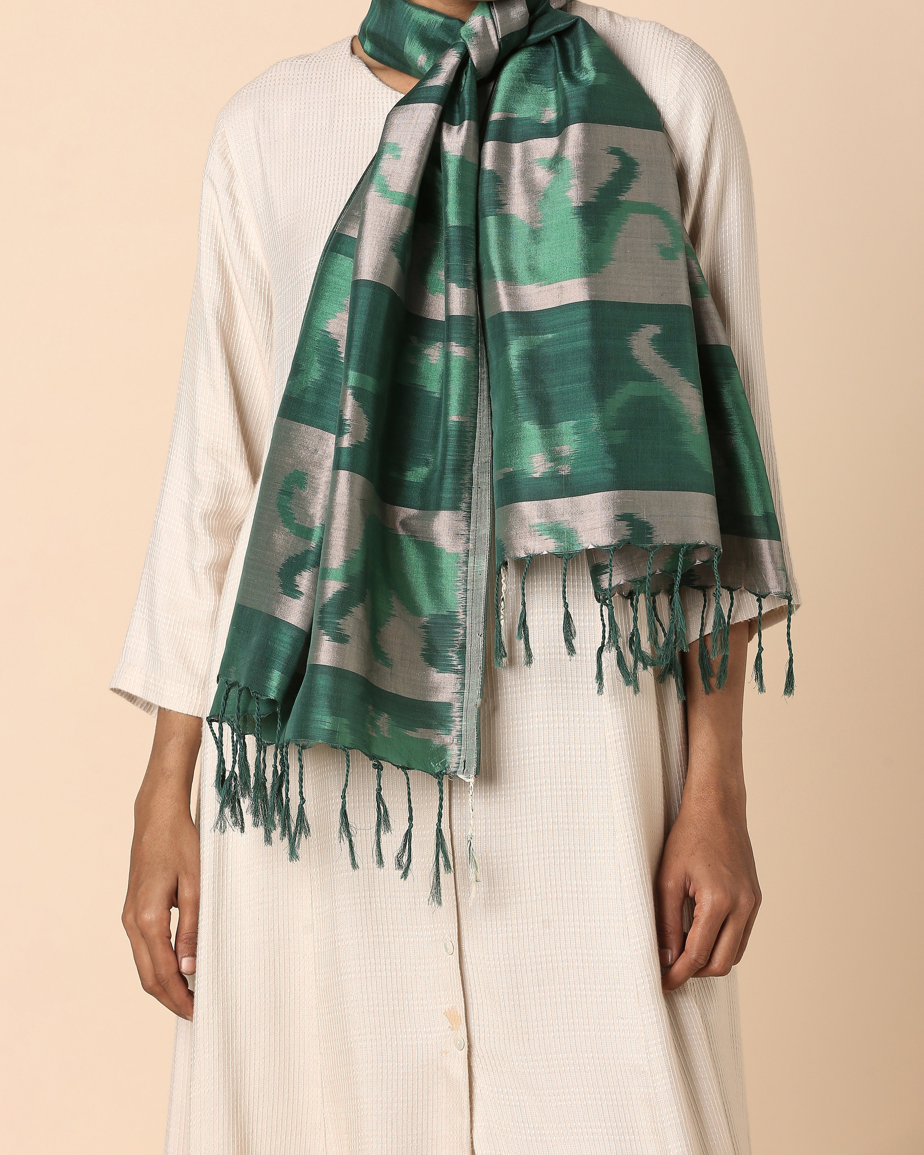 Raunya Pochampally Weft Ikat Cotton Silk Stole