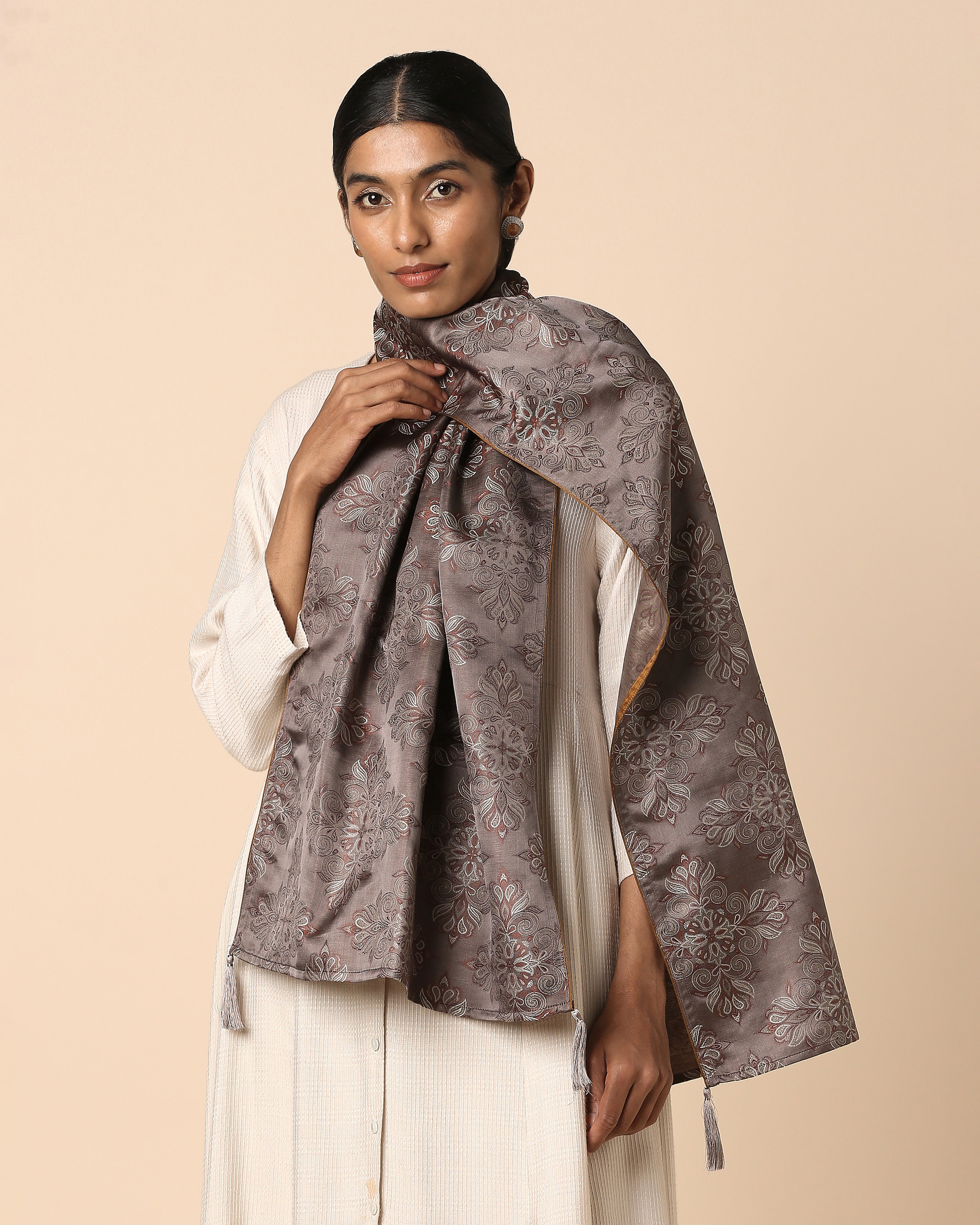 Polomi Banarasi Tanchoi Silk Stole