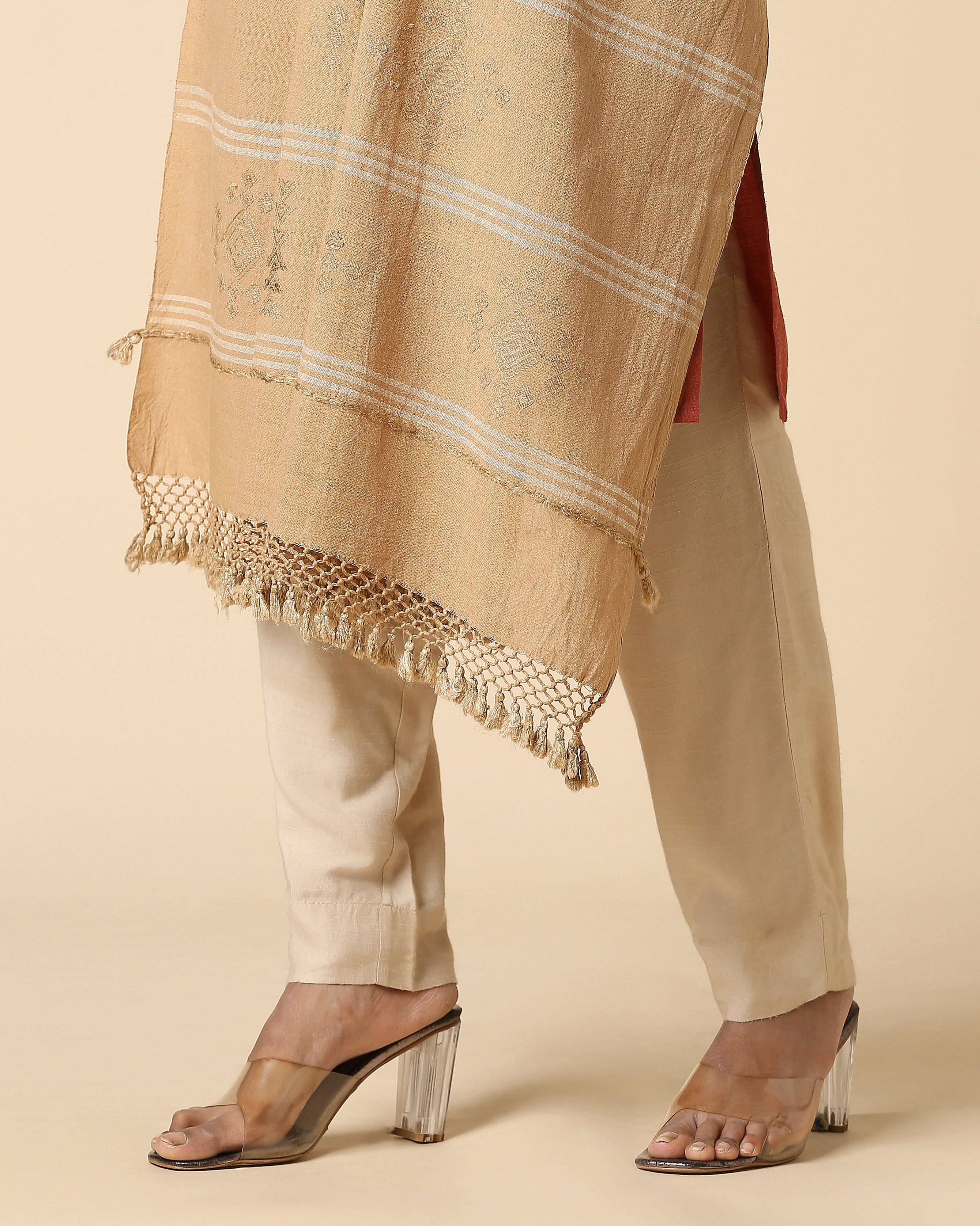 Dhivyathi Bhujodi Extra Weft Brown Cotton Dupatta
