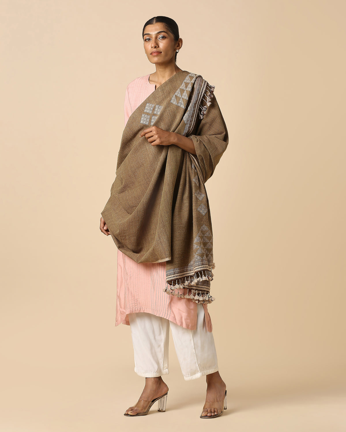 Aaisha Bhujodi Extra Weft Wool Silk Shawl