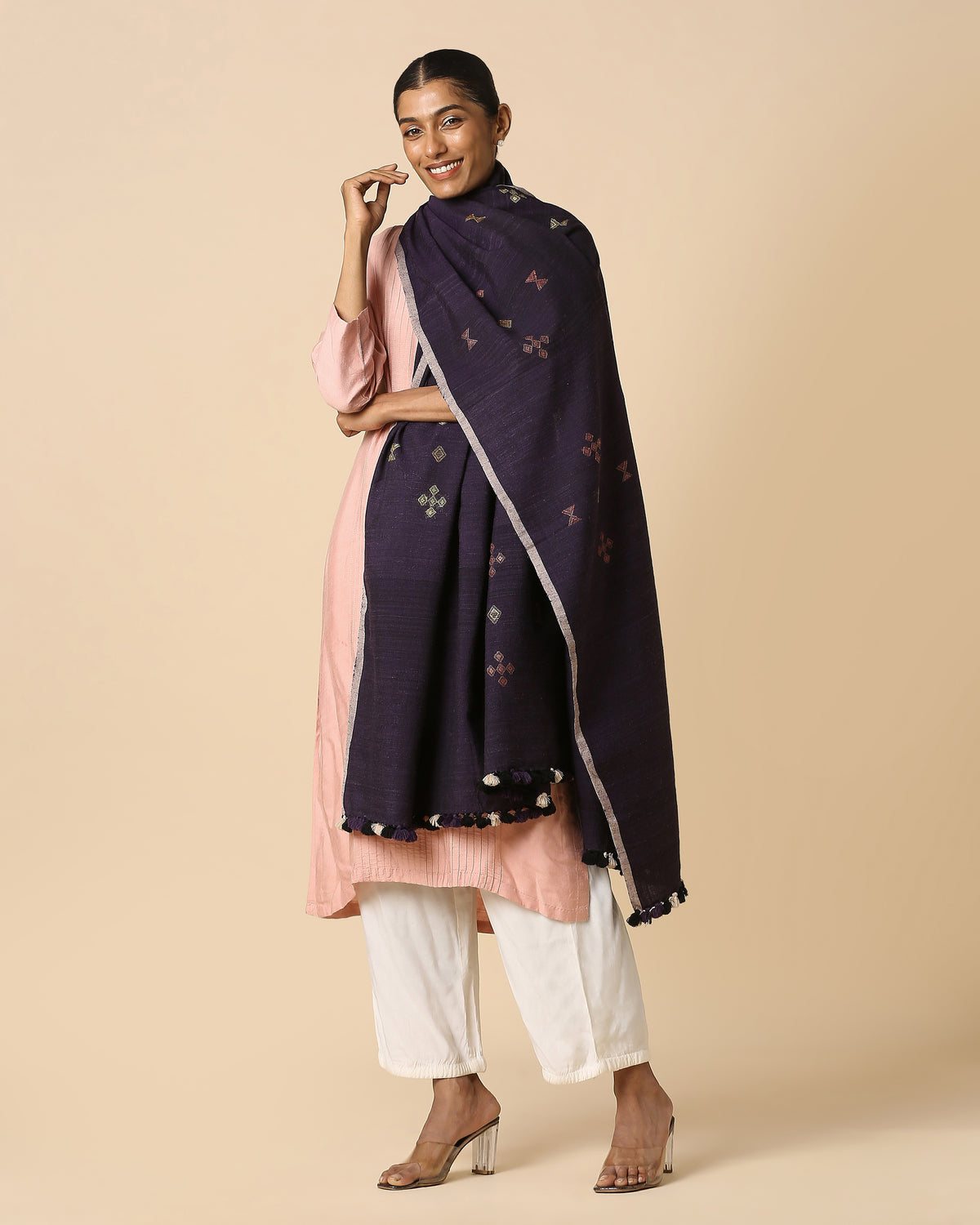Mellise Bhujodi Extra Weft Wool Silk Shawl