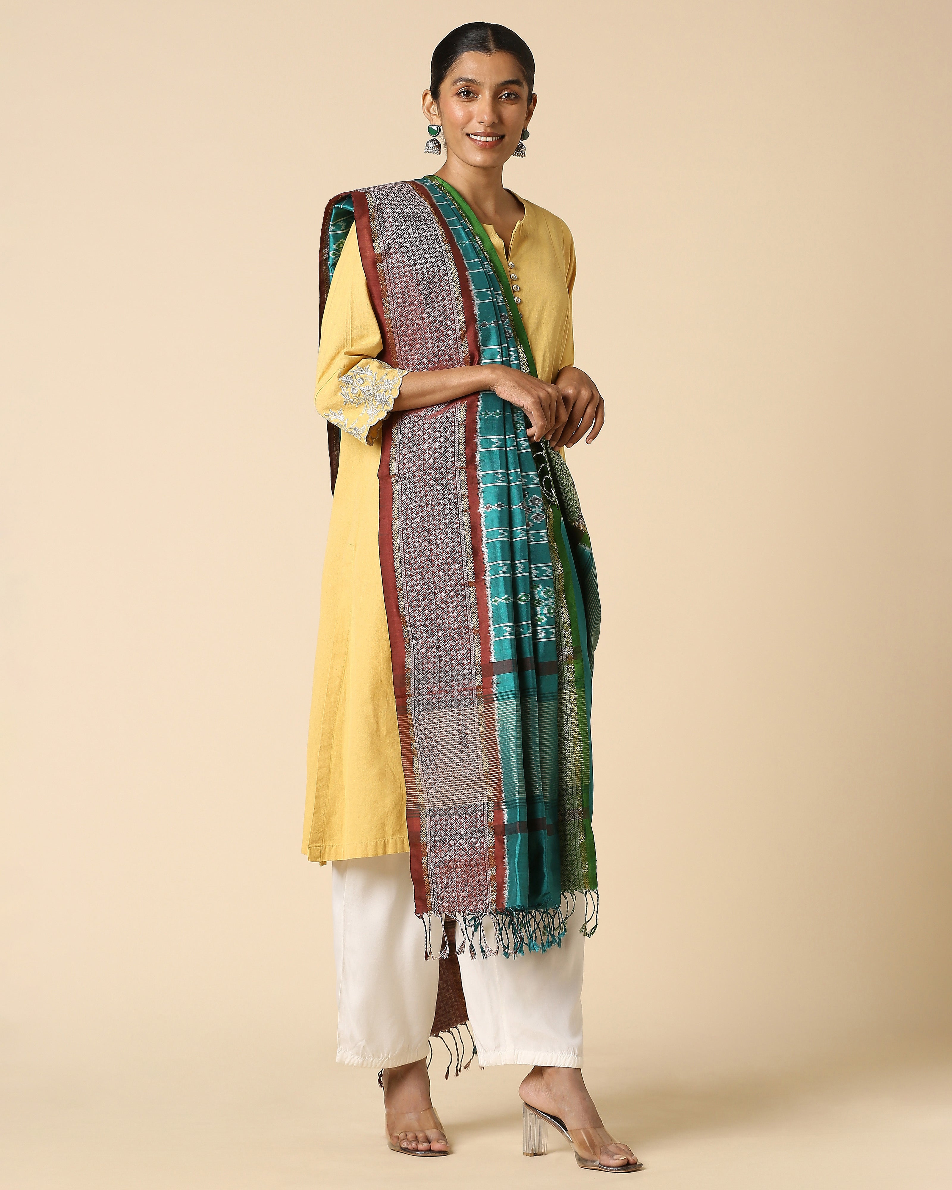 Alina Pochampally Weft Ikat Silk Dupatta