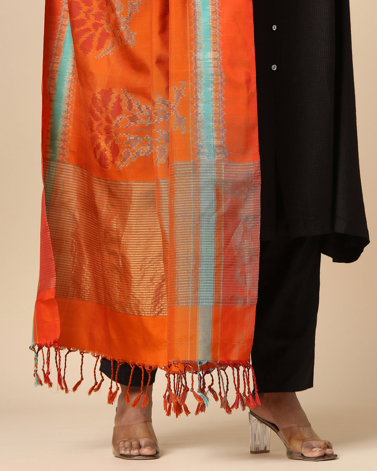 Alhan Pochampally Weft Ikat Silk Dupatta