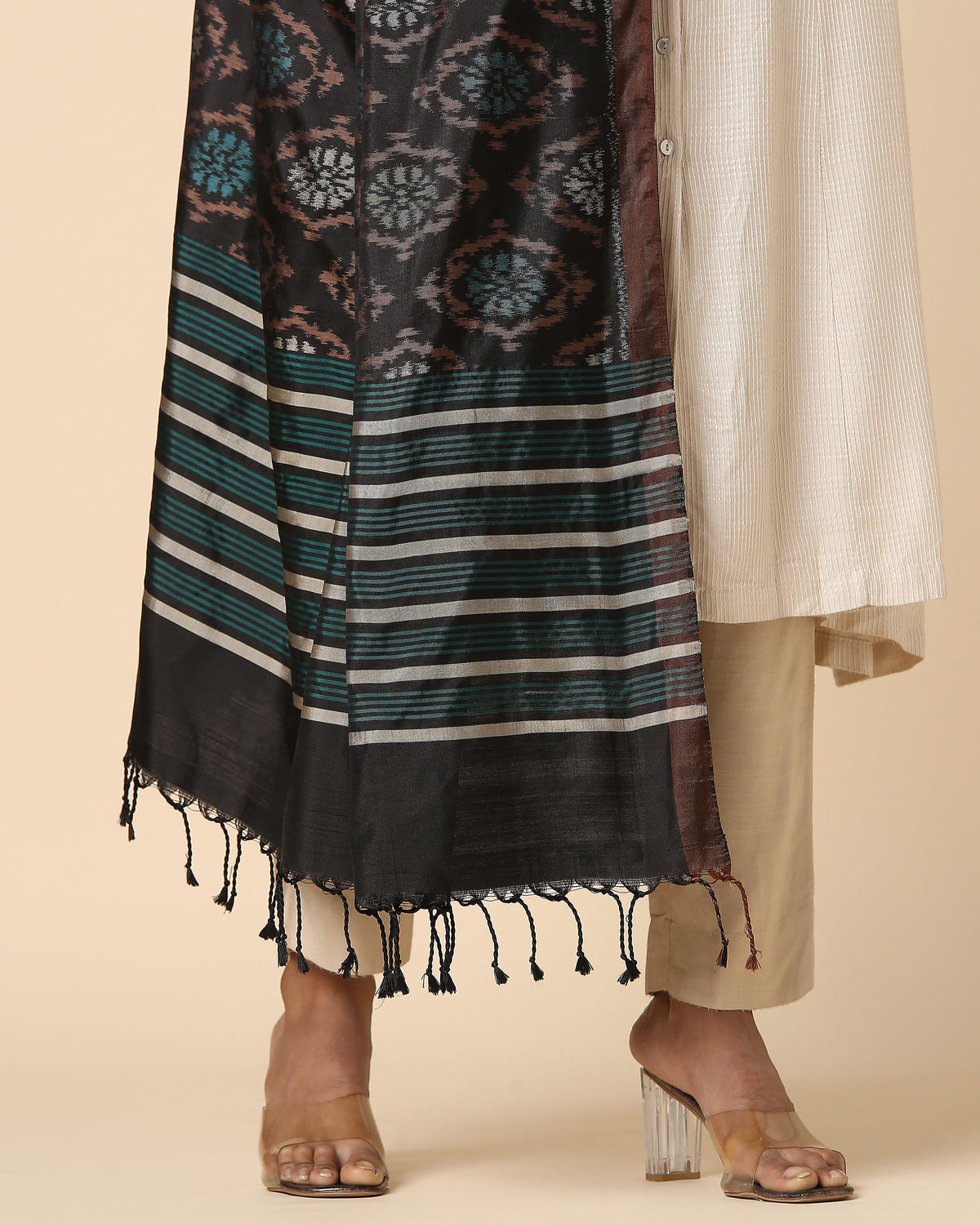 Malan Pochampally Weft Ikat Silk Dupatta