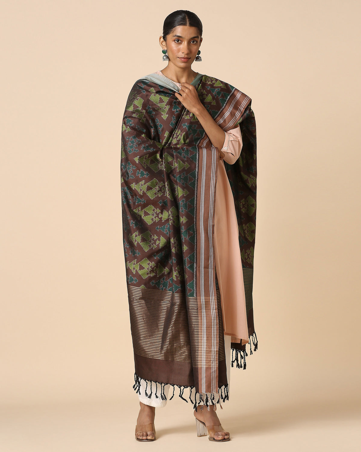 Galam Pochampally Weft Ikat Silk Dupatta