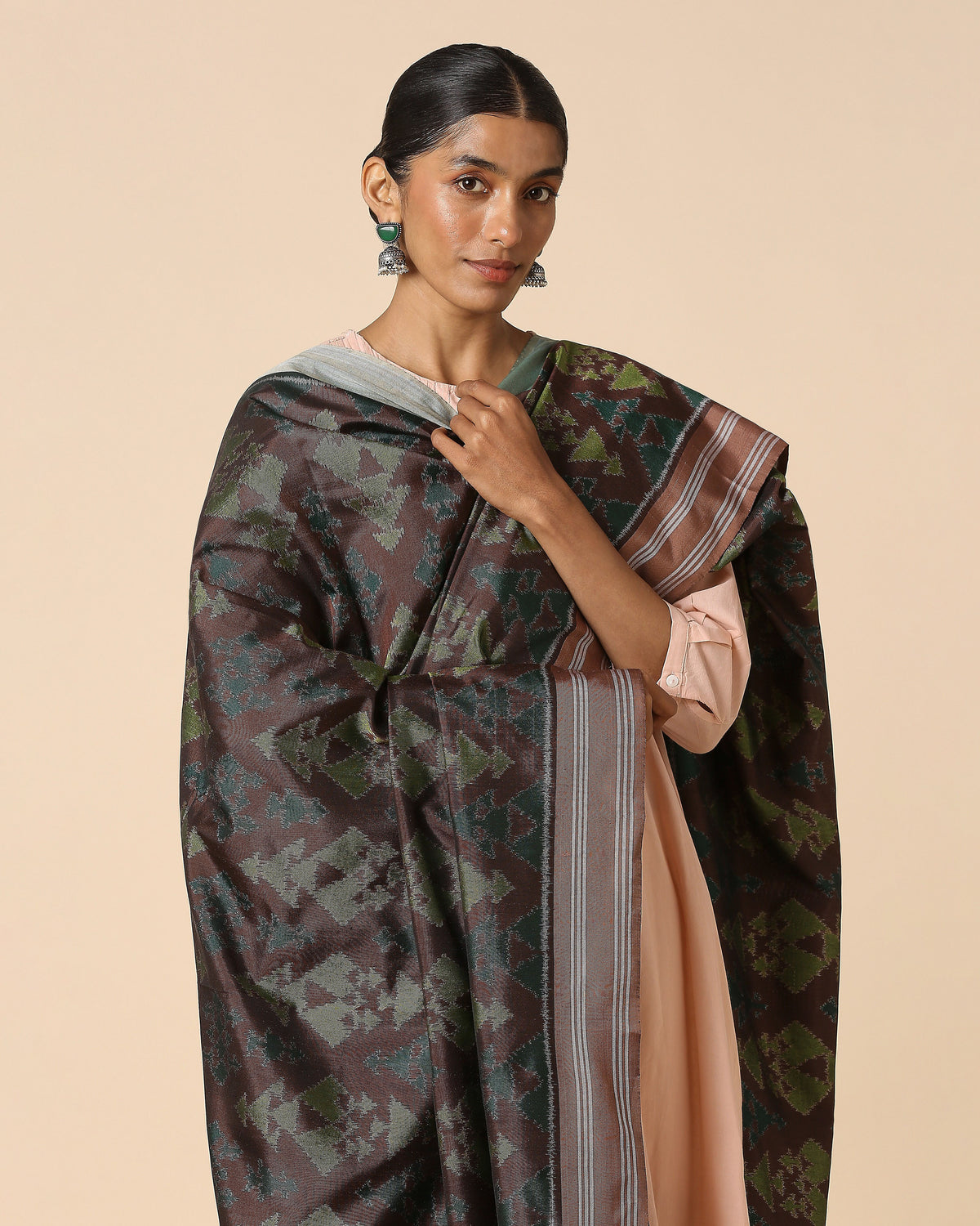 Galam Pochampally Weft Ikat Silk Dupatta