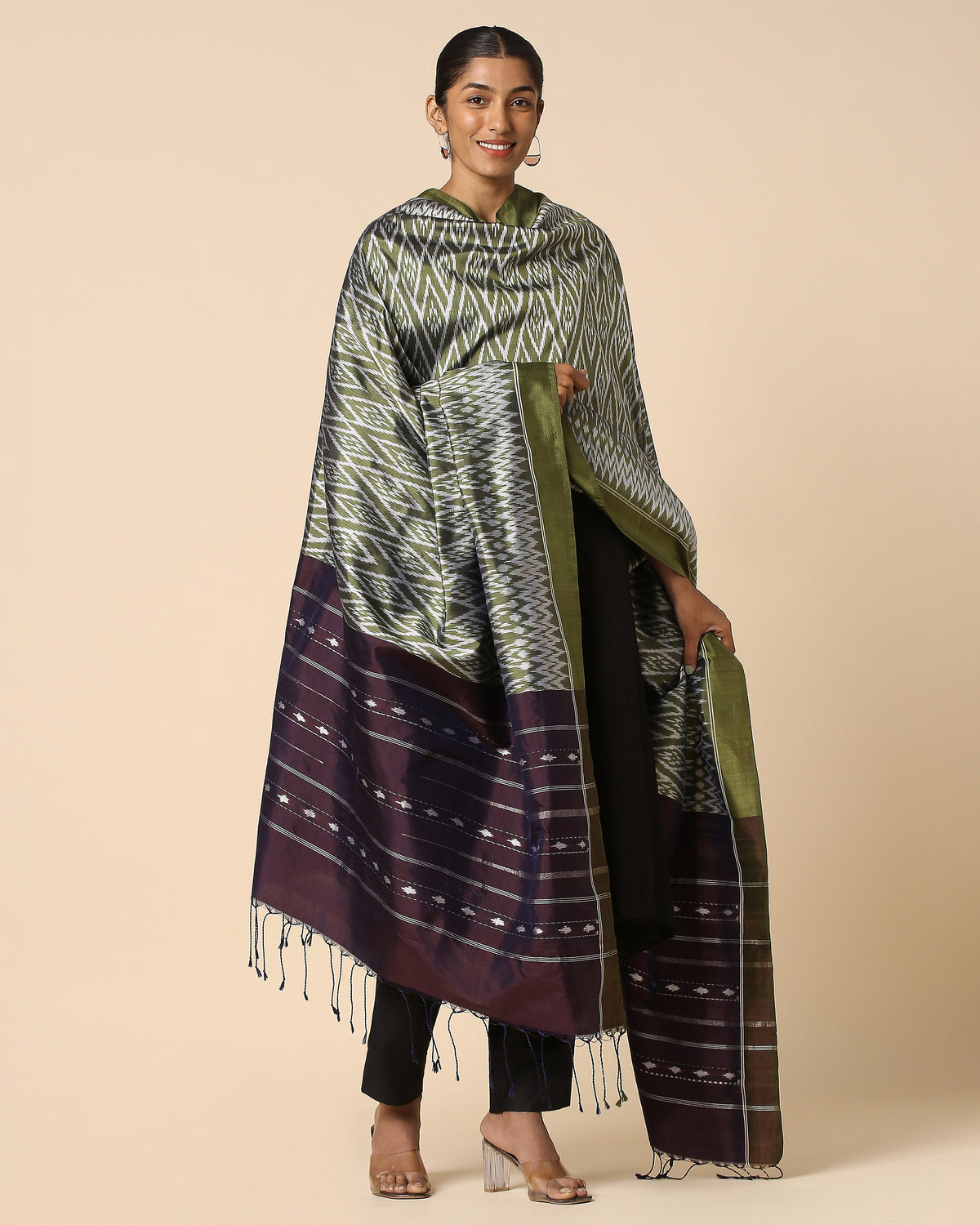 Navina Pochampally Weft Ikat Silk Dupatta