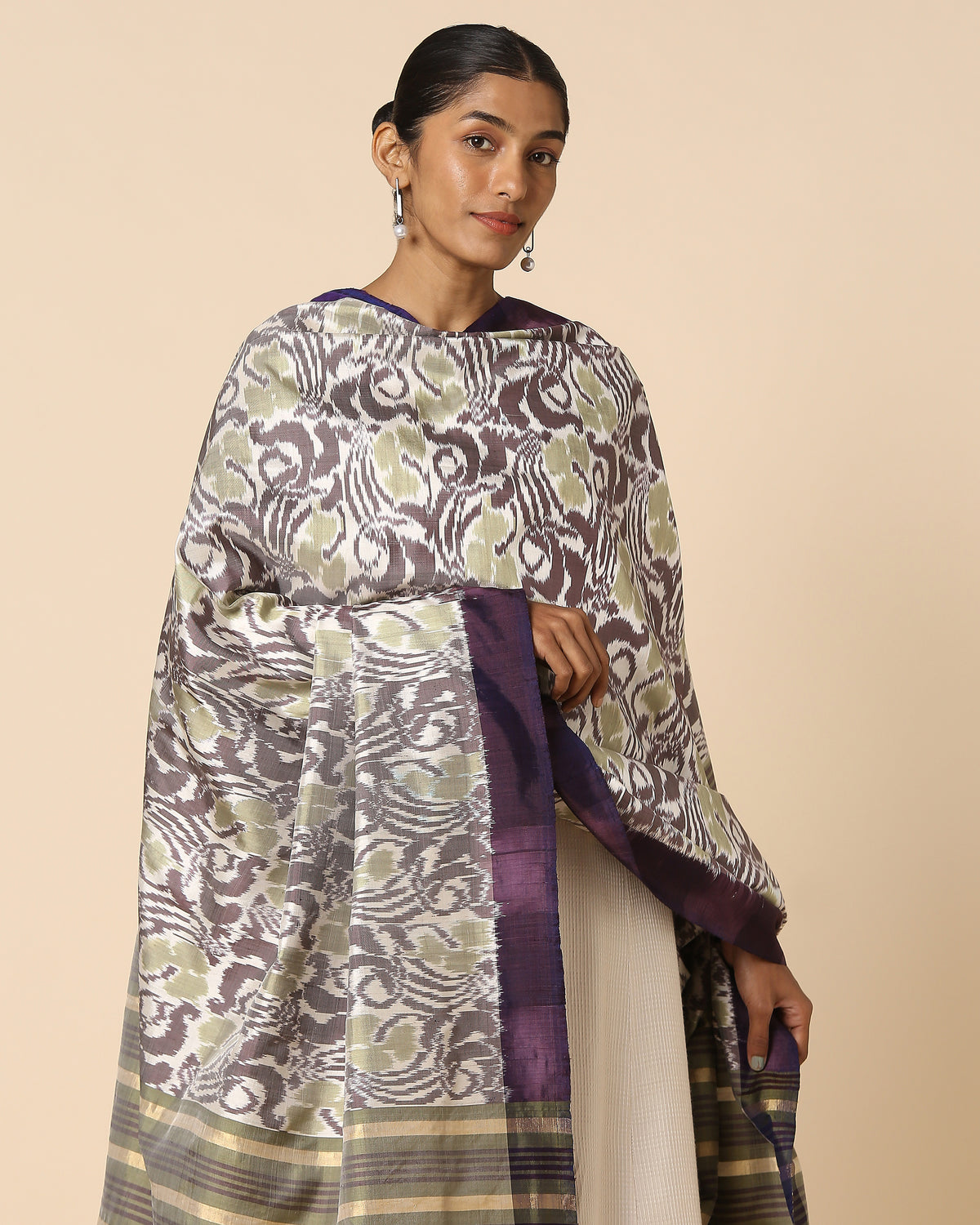 Bella Pochampally Weft Ikat Silk Dupatta