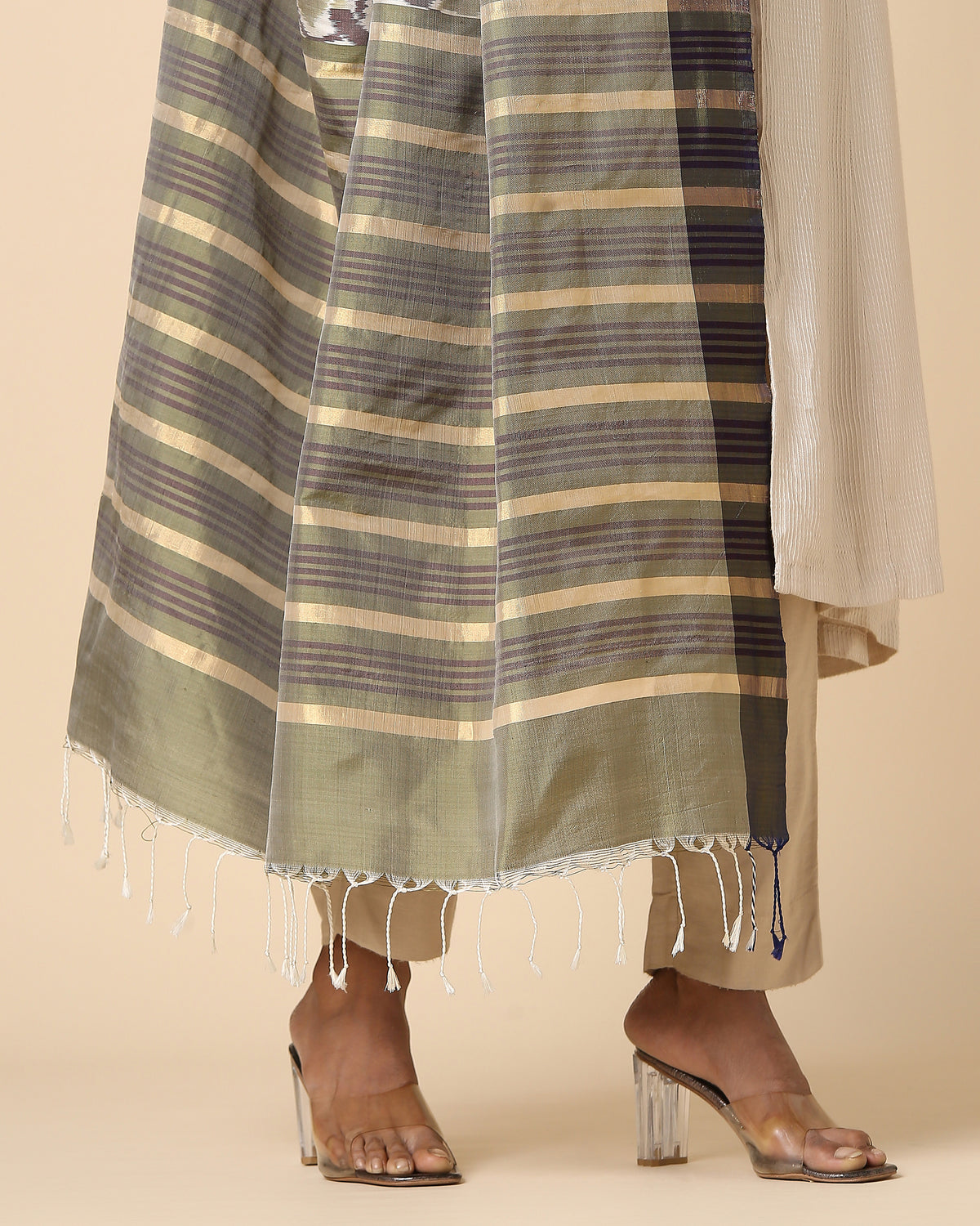 Bella Pochampally Weft Ikat Silk Dupatta