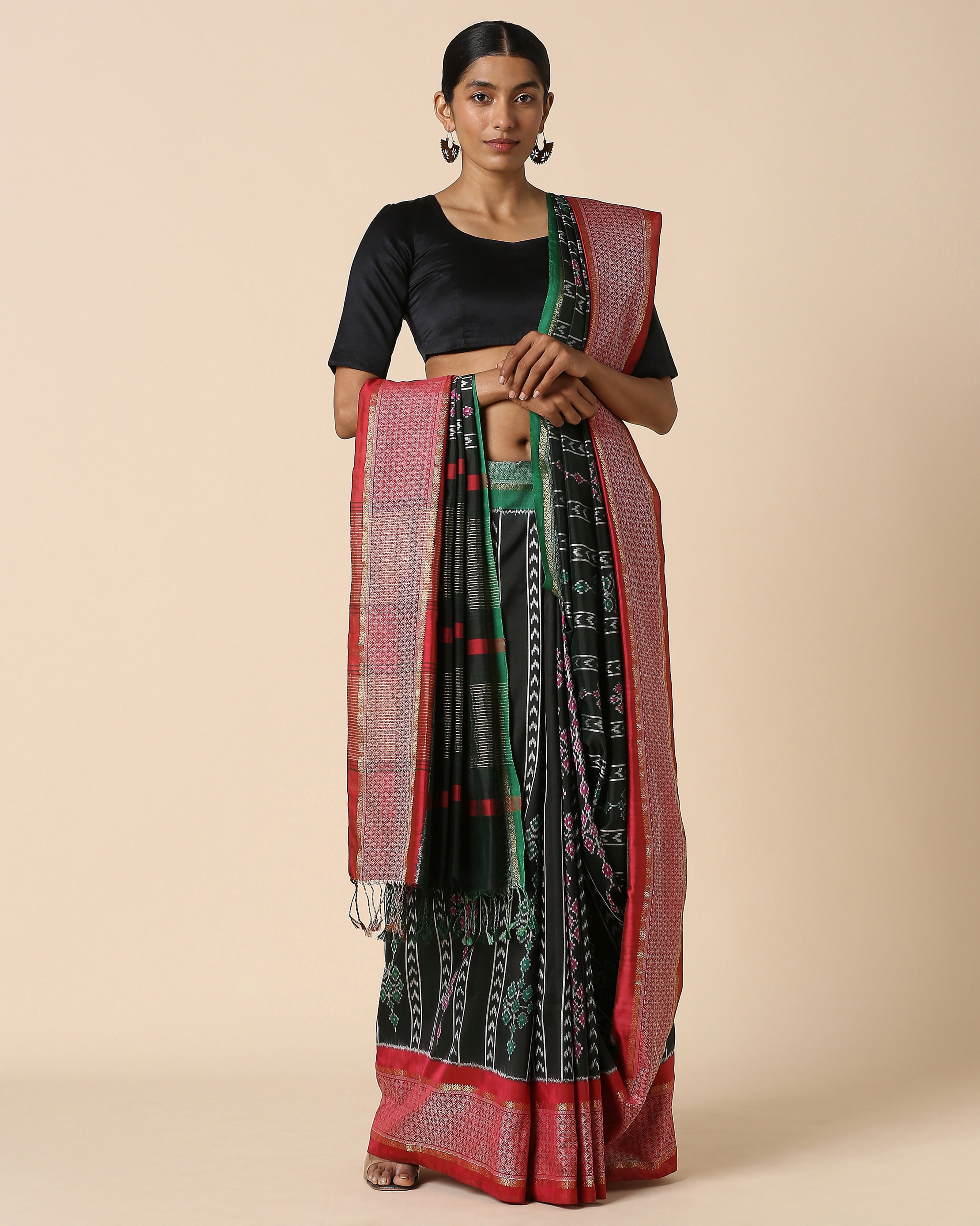 Alina Pochampally Weft Ikat Silk Saree