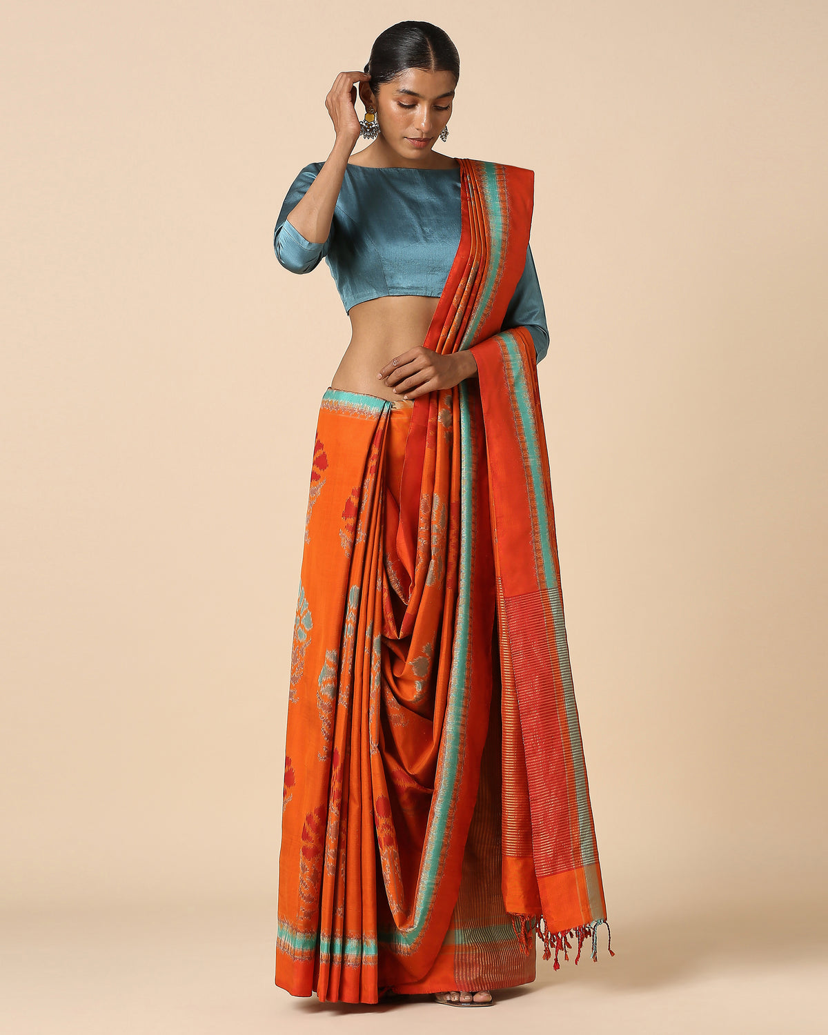 Alhan Pochampally Weft Ikat Silk Saree