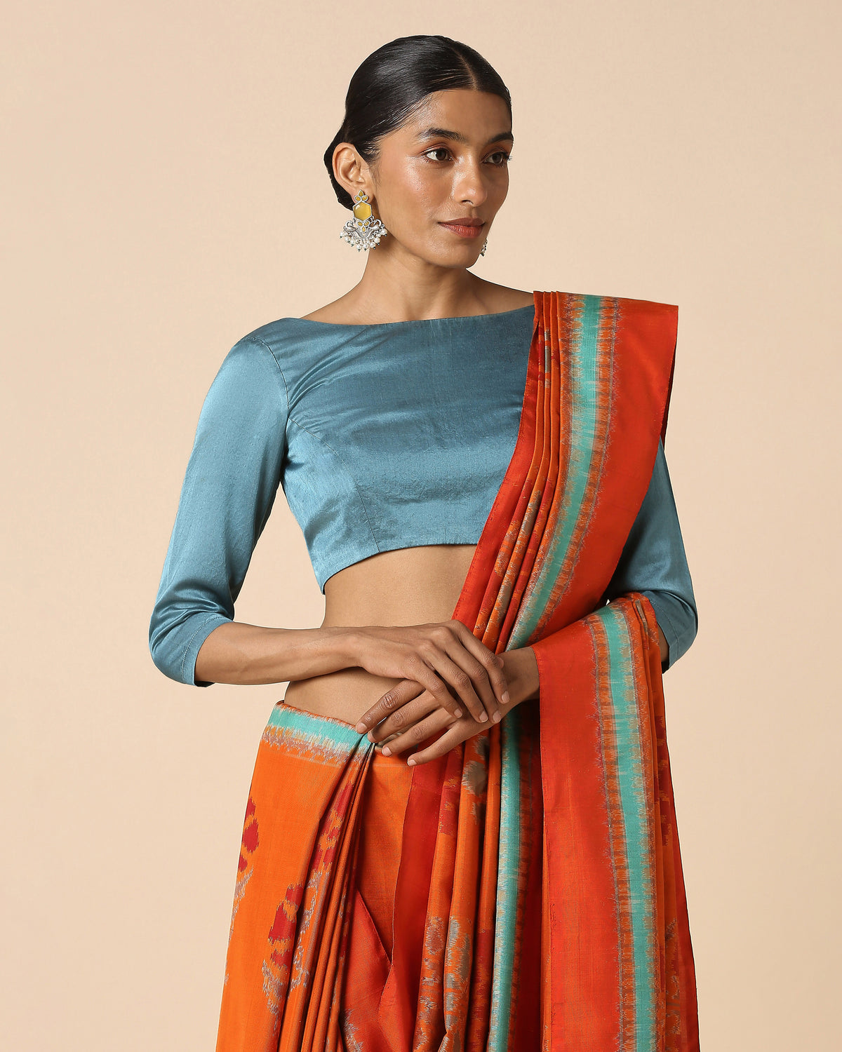 Alhan Pochampally Weft Ikat Silk Saree