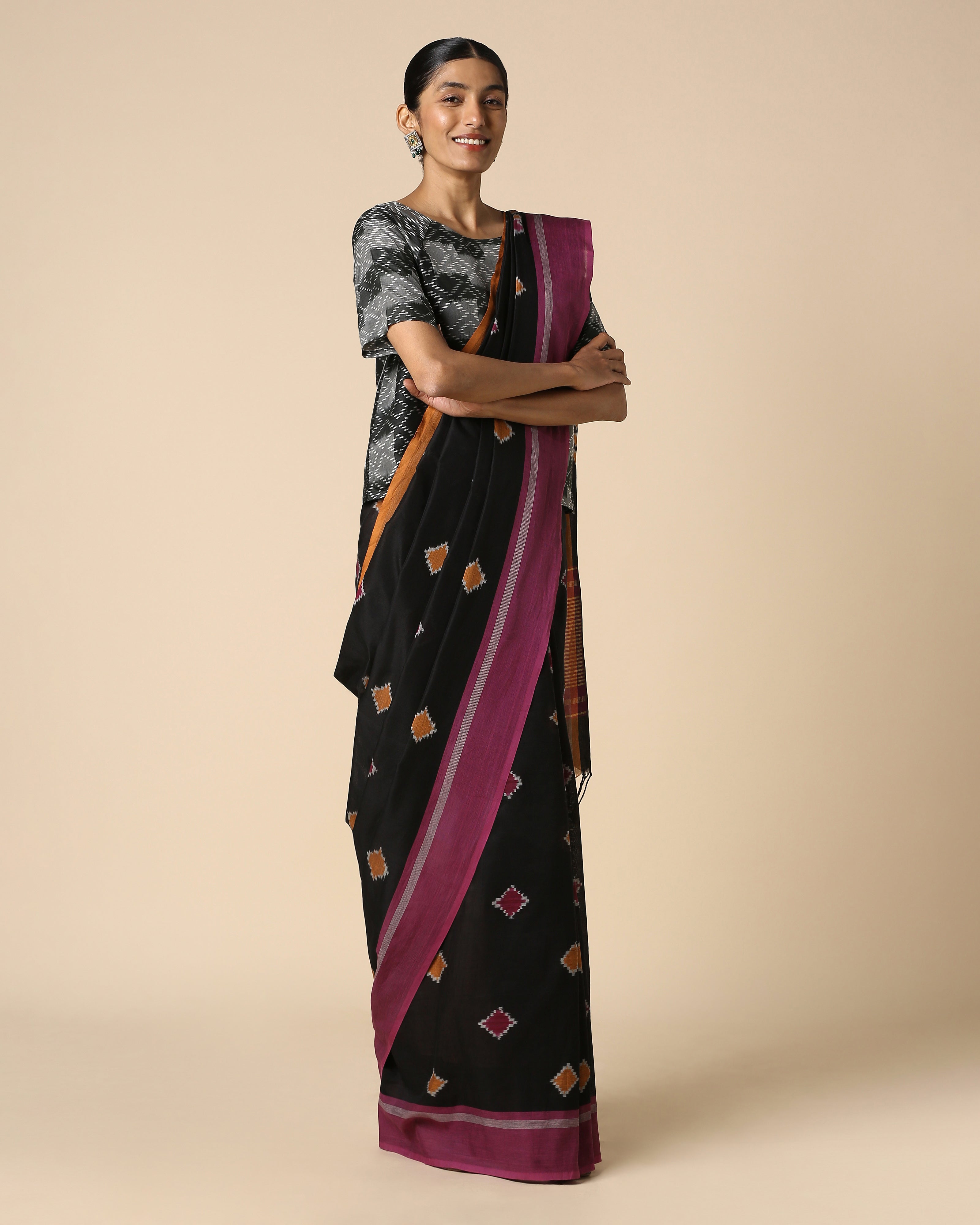Kapi Pochampally Warp Ikat Cotton Saree