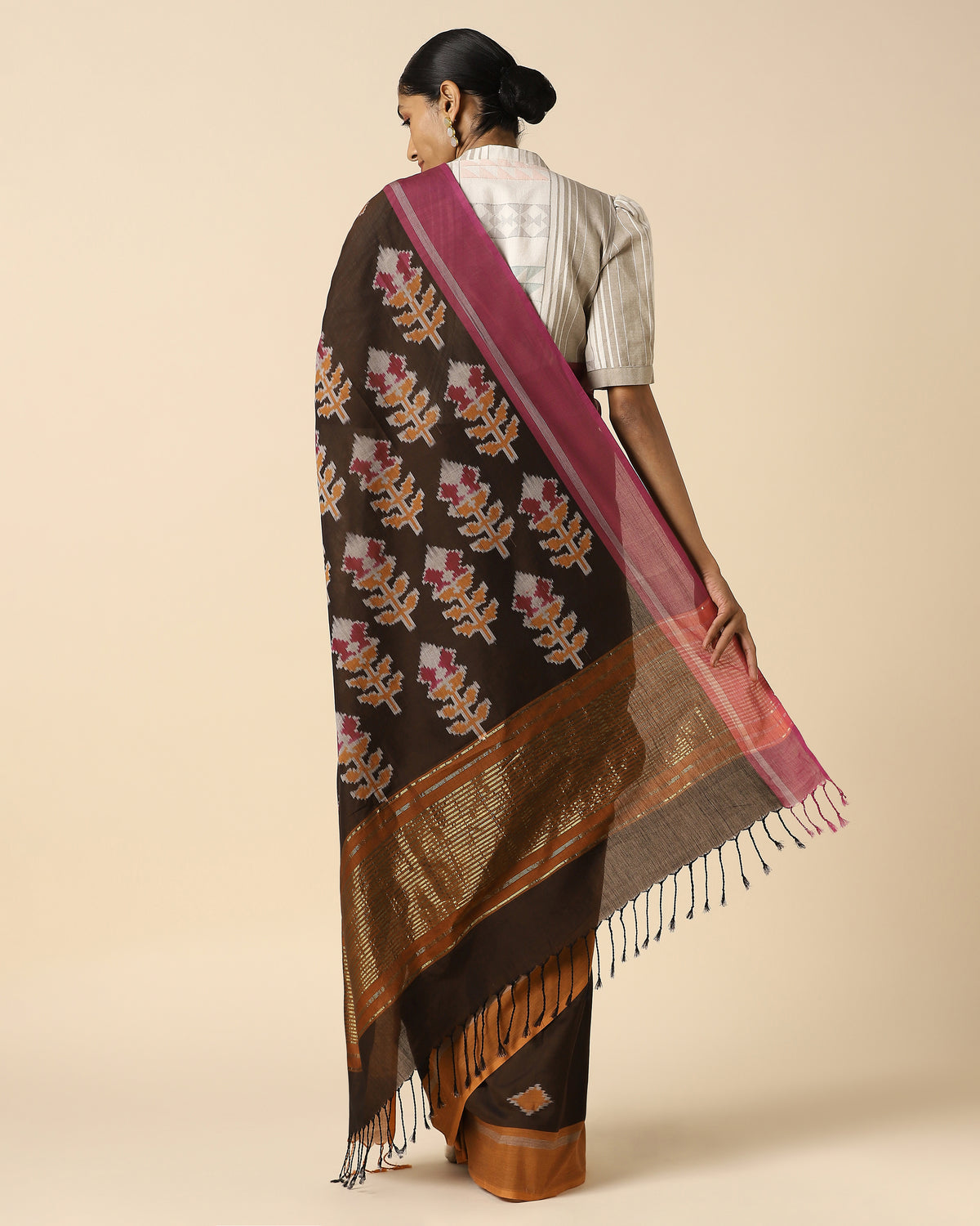 Kapi Pochampally Warp Ikat Cotton Saree