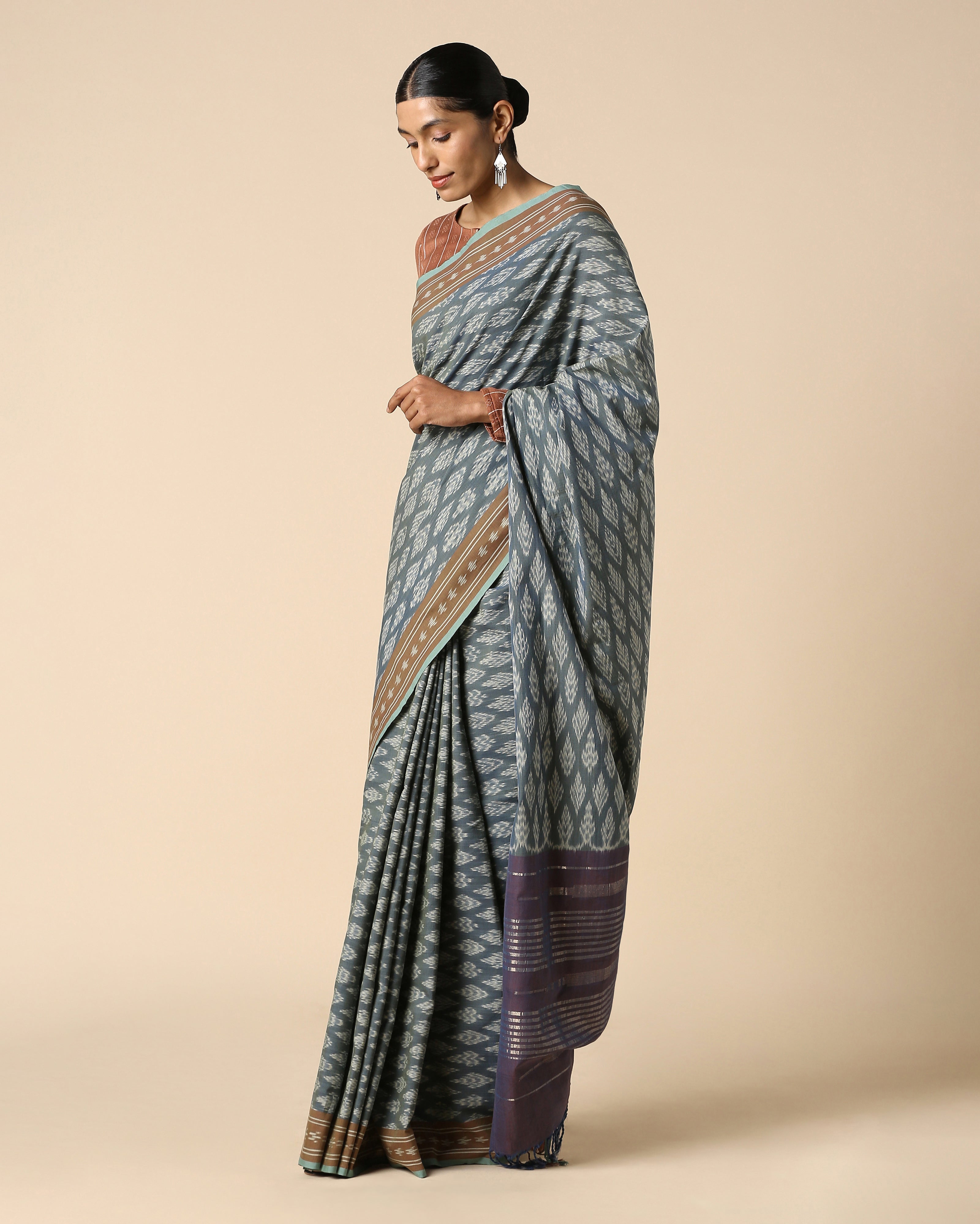Kavyata Pochampally Warp Ikat Cotton Saree