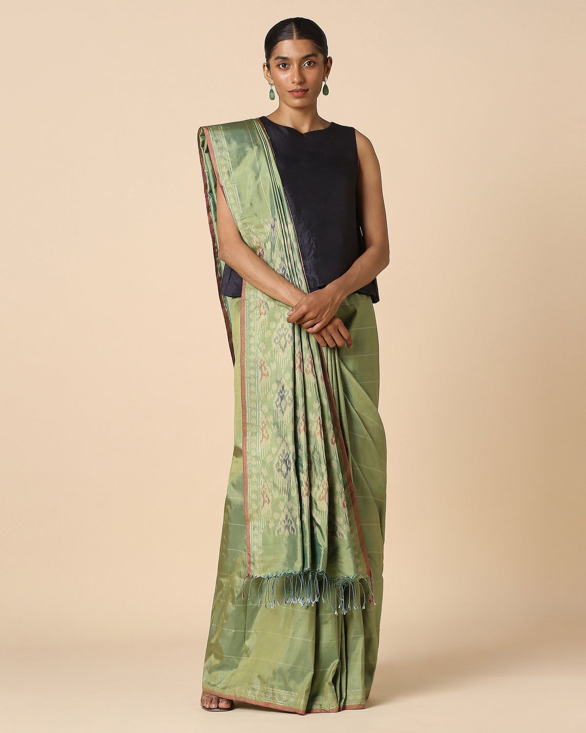 Gupila Pochampally Warp Ikat Silk Saree