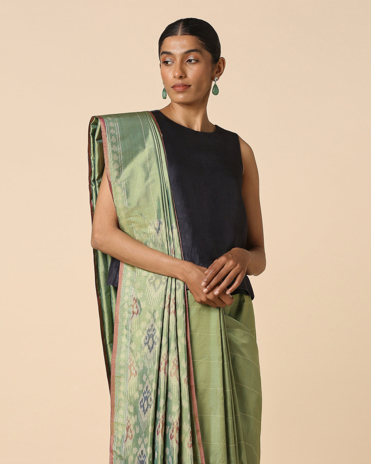 Gupila Pochampally Warp Ikat Silk Saree